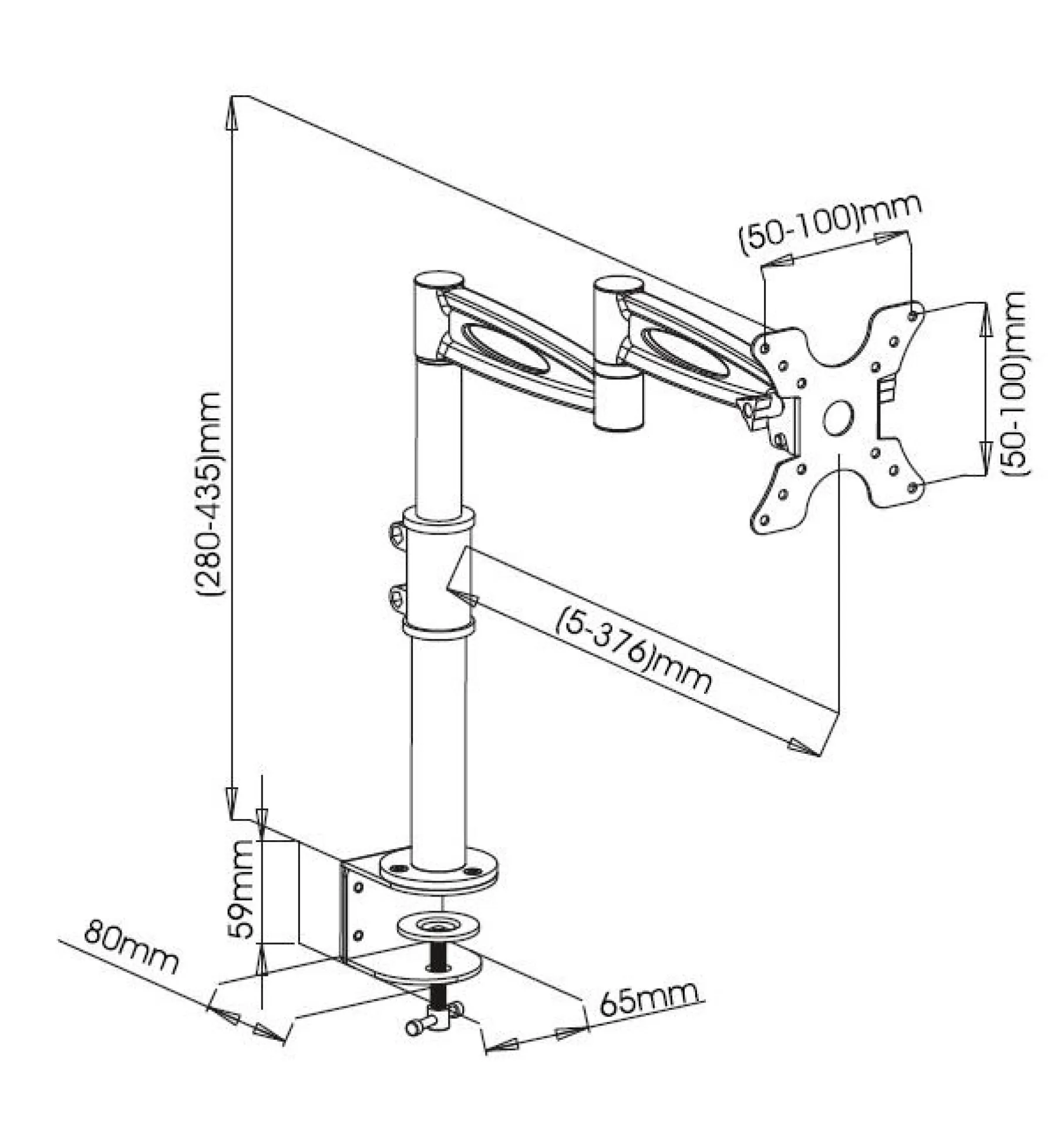 Schreibtischhalterung für LCD TV LED 13"-27", mit Langarm und Klemme – Bild 3