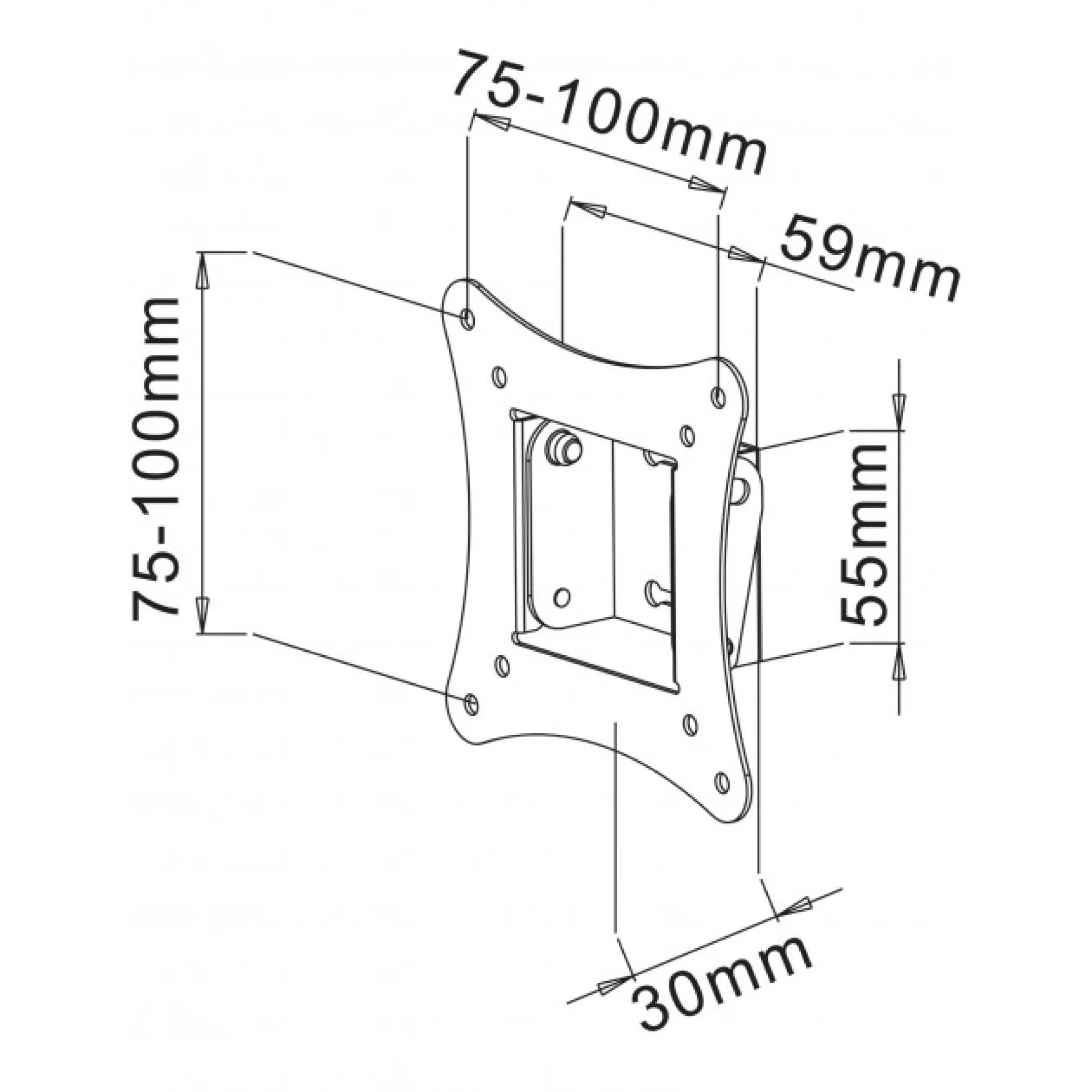 Wandhalterung für 1 LCD TV LED 13"-30", neigbar, schwarz – Bild 5