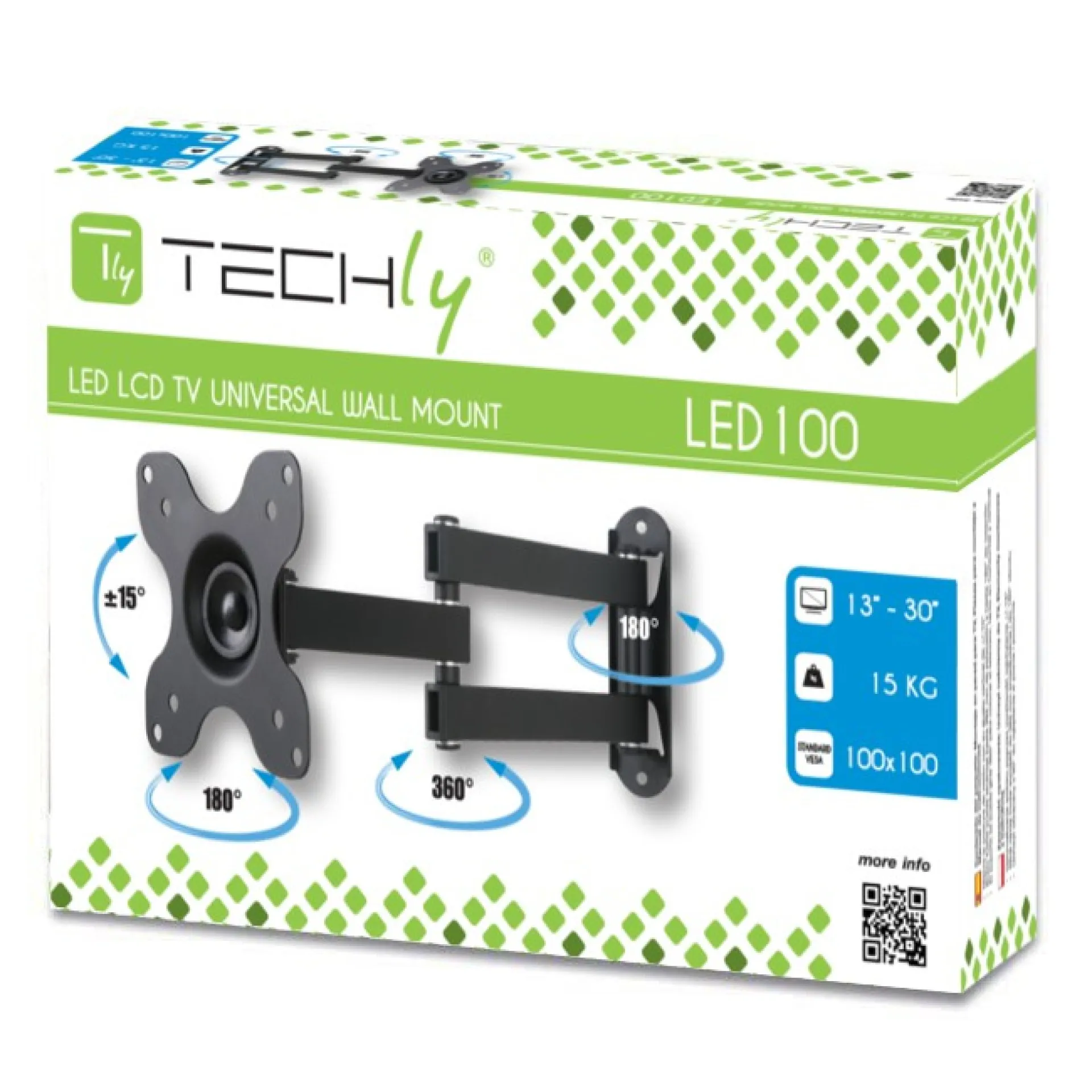 Wandhalterung für LCD TV LED 13"-30" neigbar 2 Gelenke, schwarz – Bild 2