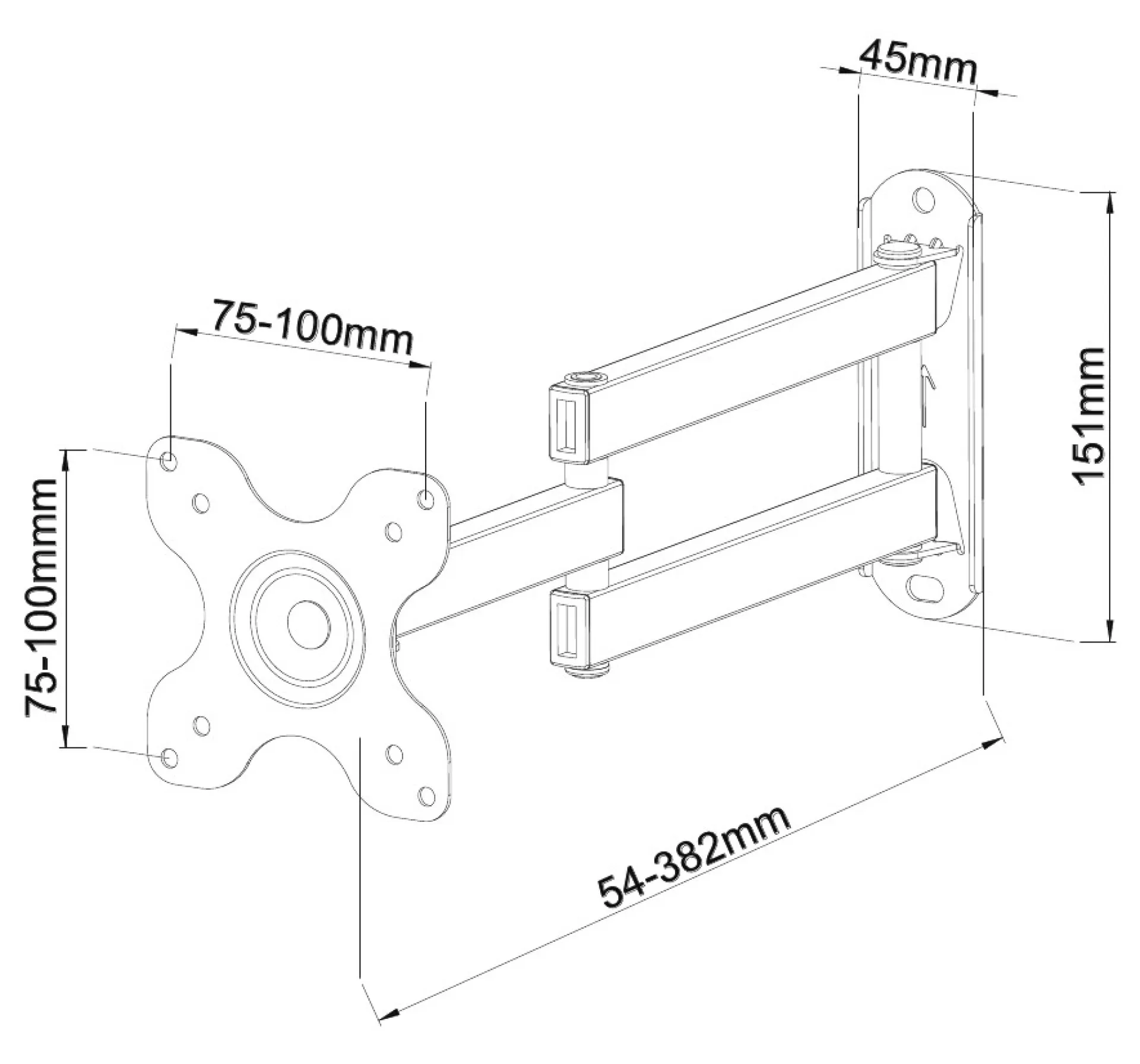 Wandhalterung für LCD TV LED 13"-30" neigbar 2 Gelenke, schwarz – Bild 4