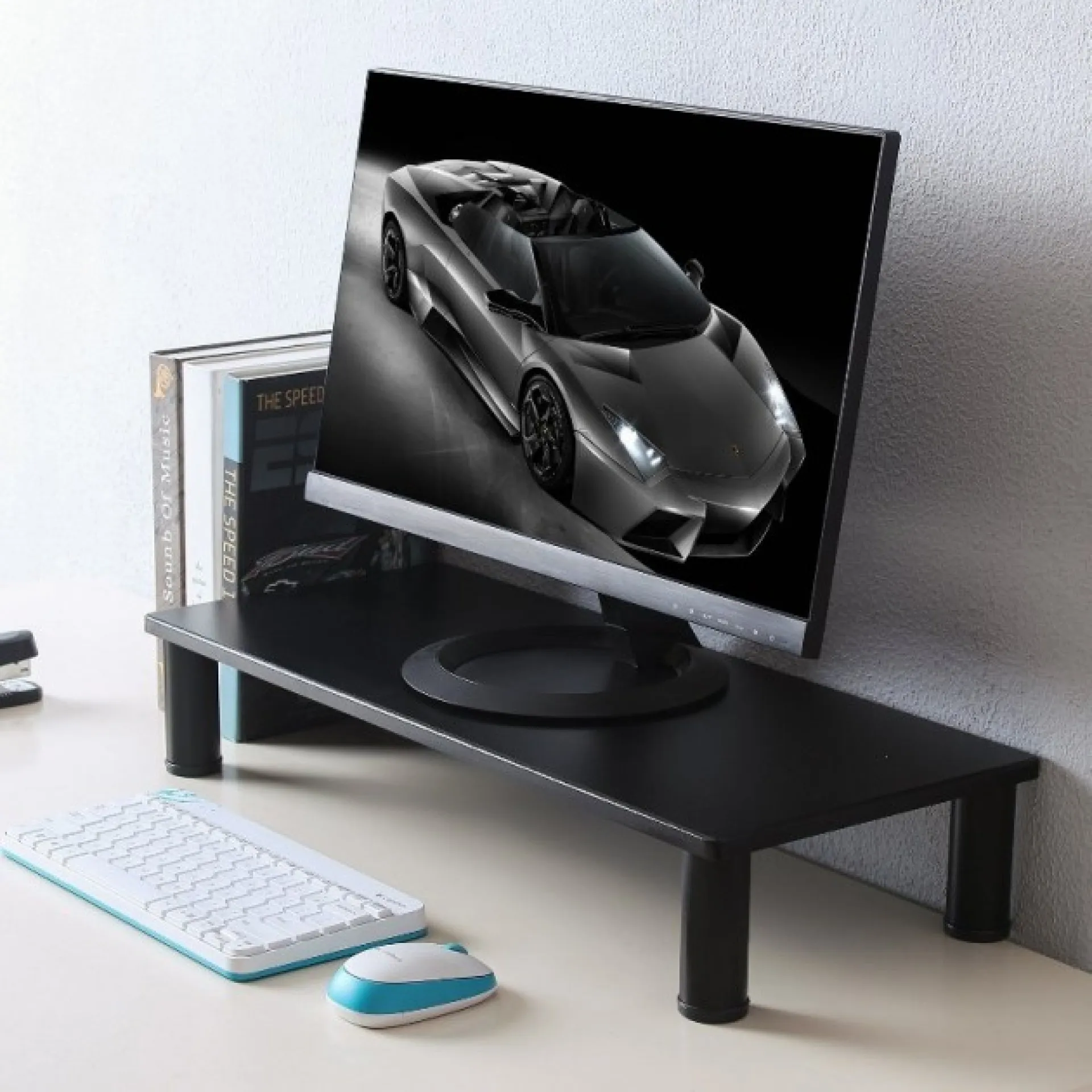 Monitor / Laptop Ablagetisch, schwarz, 370 x 235 x 120 mm – Bild 3