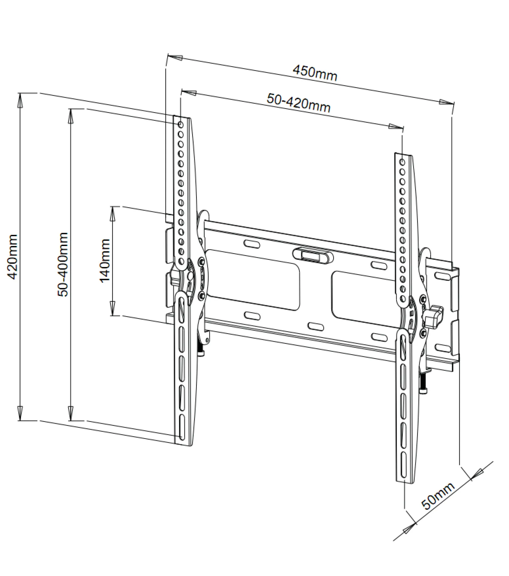Wandhalterung für LCD TV LED 23" - 55" neigbar Schwarz, max. 60kg – Bild 3