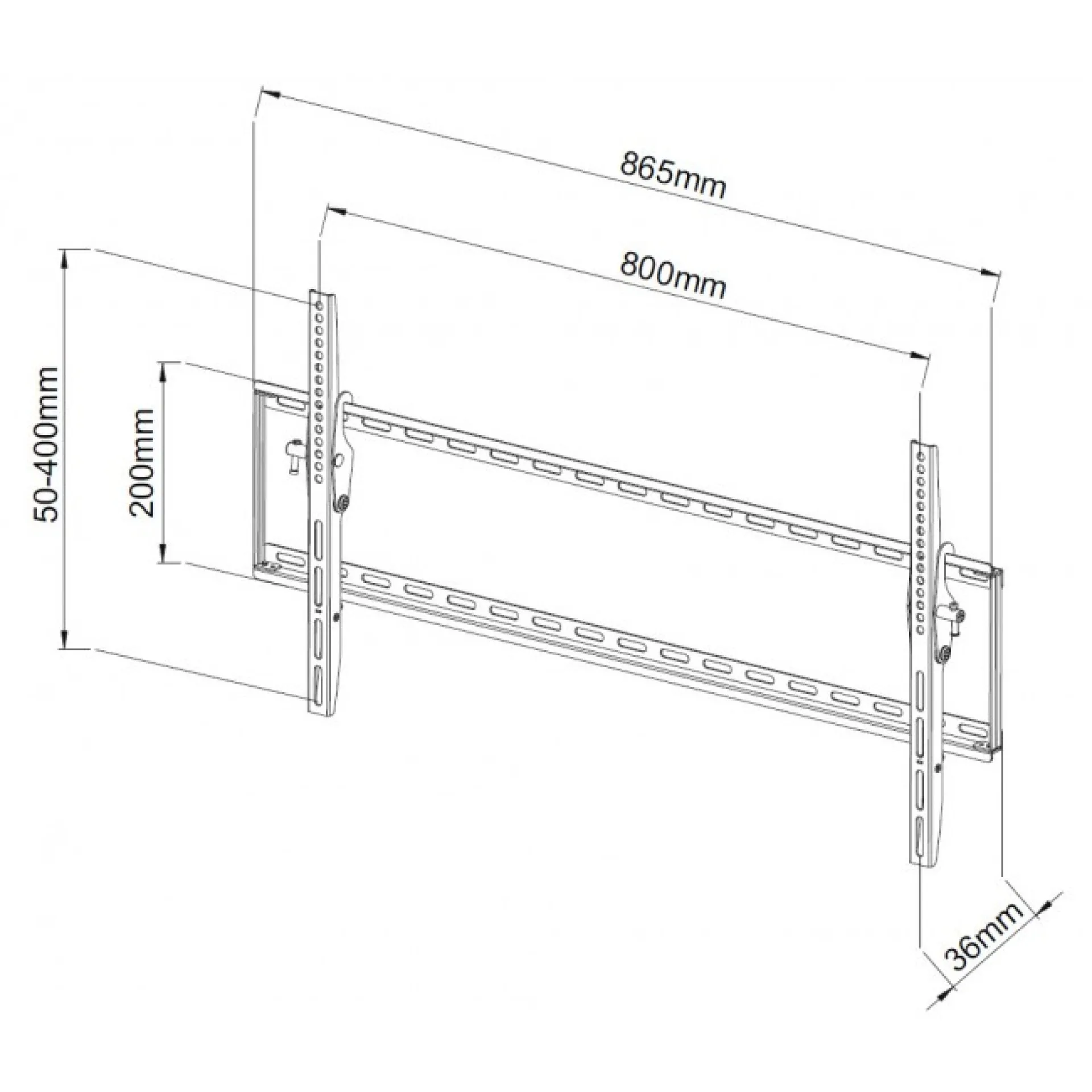Wandhalterung für LCD TV LED 42"-80" ,36 mm Wandabstand, neigbar, schwarz – Bild 4