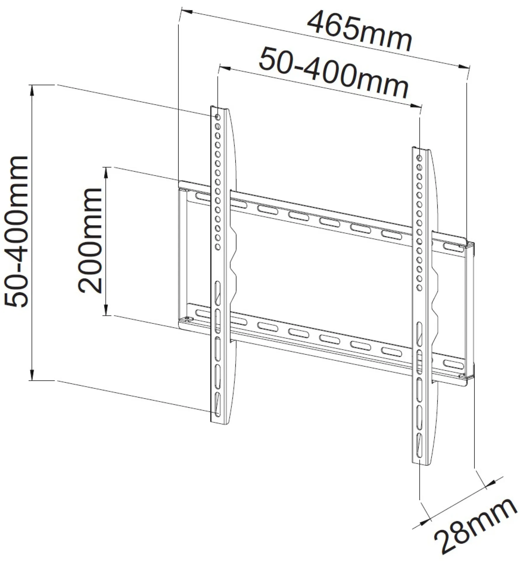 Wandhalterung für LCD TV LED 23"-55" Slim fix, weiß – Bild 3