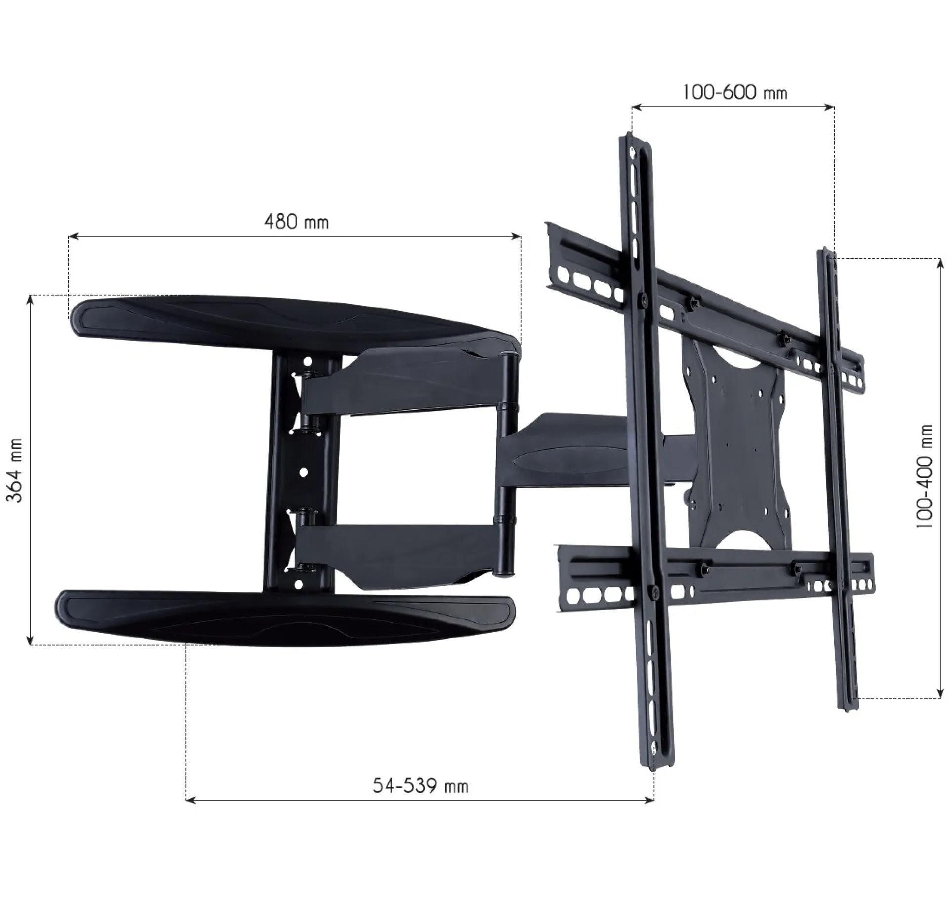 Wandhalterung für LCD TV LED 40"-65" FullMotion, schwarz – Bild 4