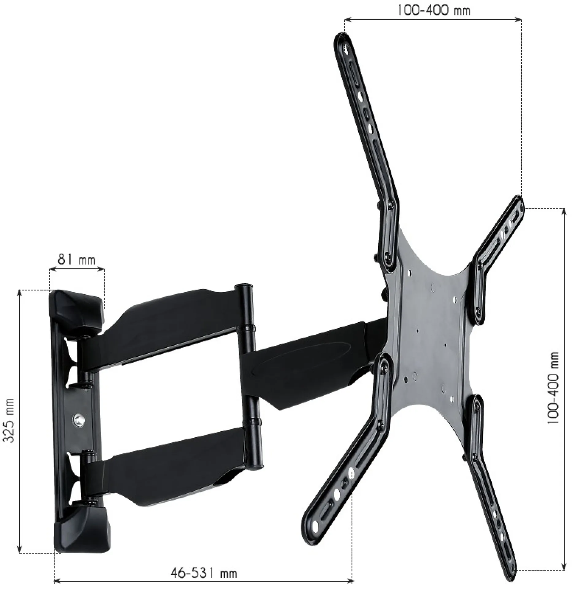 Wandhalterung für LCD TV LED 23"-55" FullMotion, schwarz, max. 30 kg – Bild 4