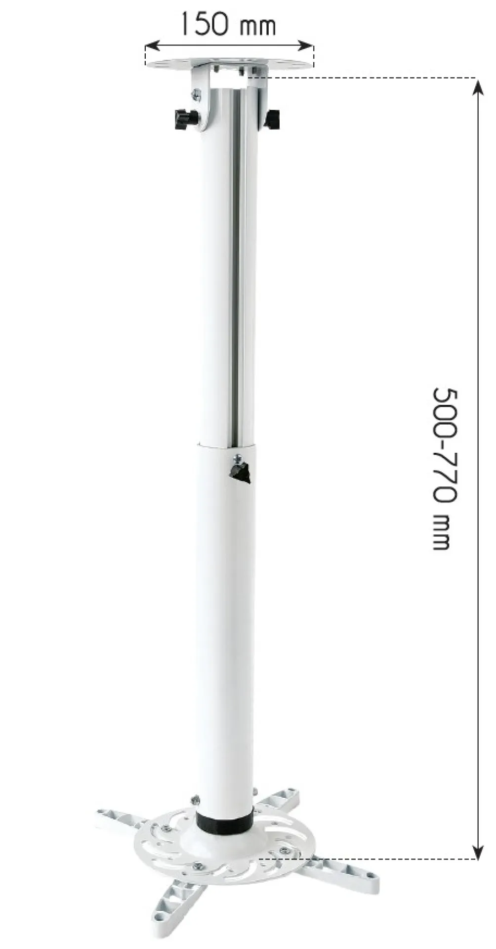 Profi Deckenhalterung für Beamer, ausziehbar, 500-770 mm, Weiß – Bild 3