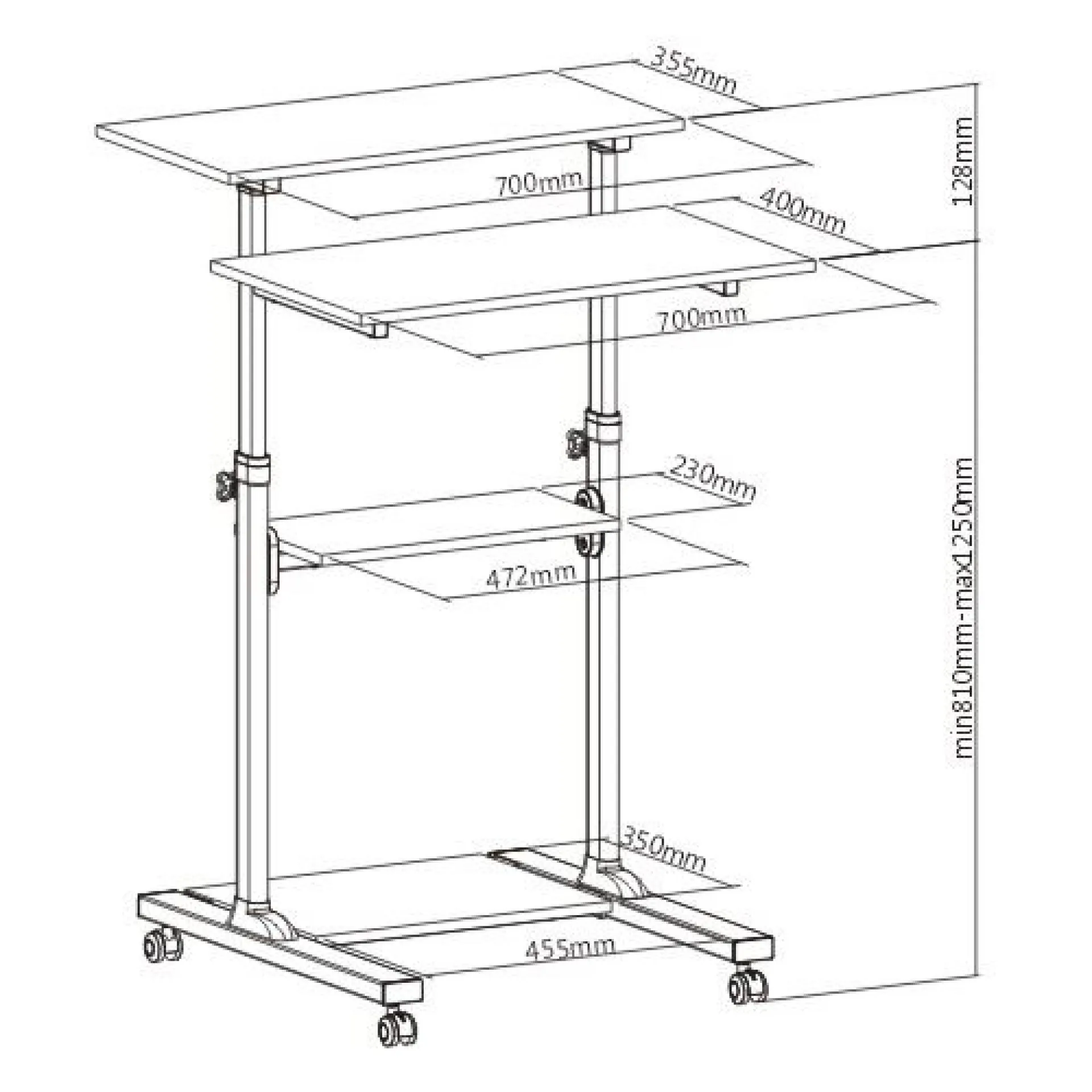 Universal Trolley für Notebook, 94-138cm – Bild 4