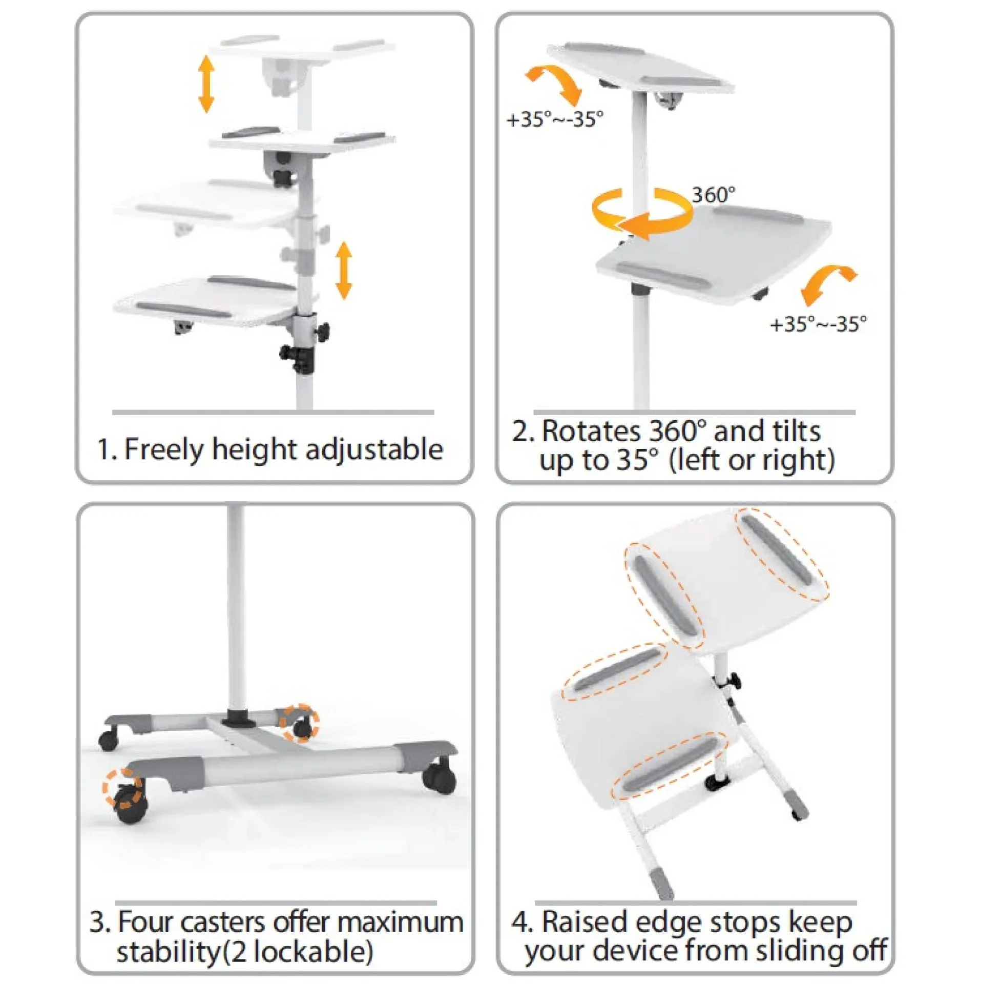 Flexible Universal Trolleys für Notebook / Beamer, 85-110 cm, weiß – Bild 3
