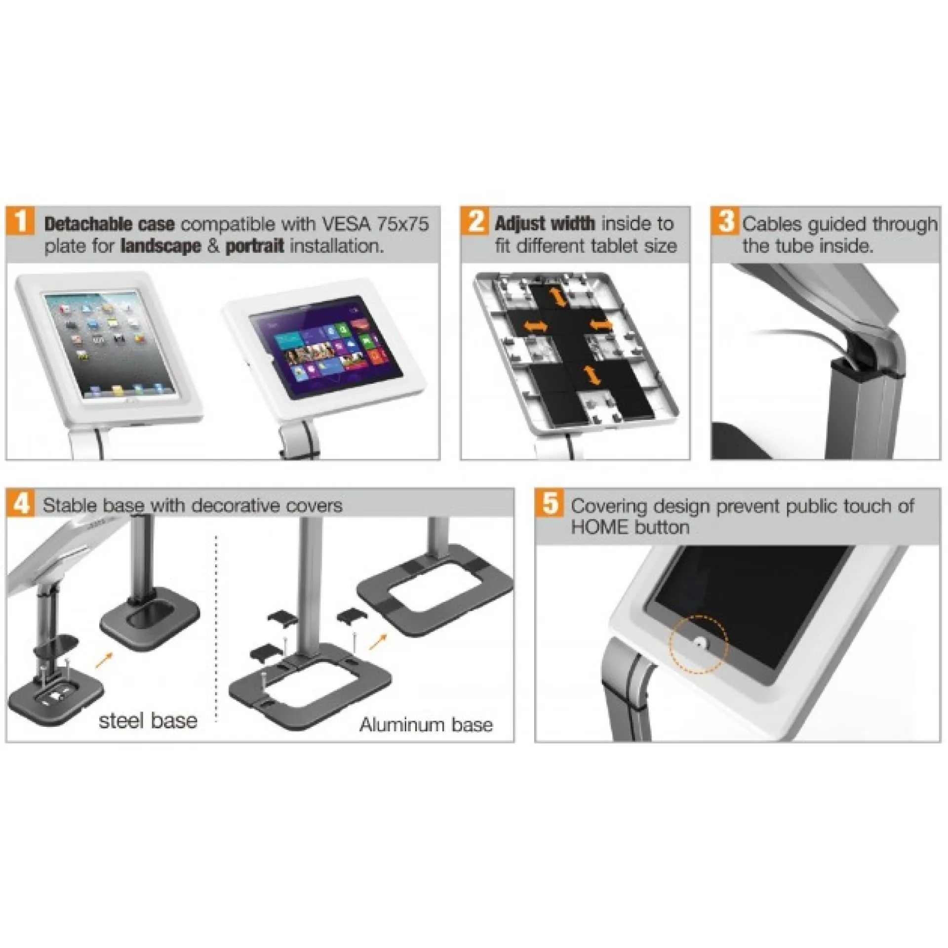 Bodenständer für iPad/Tablet 9.7"-10.1", mit Sicherheitsschloss – Bild 3