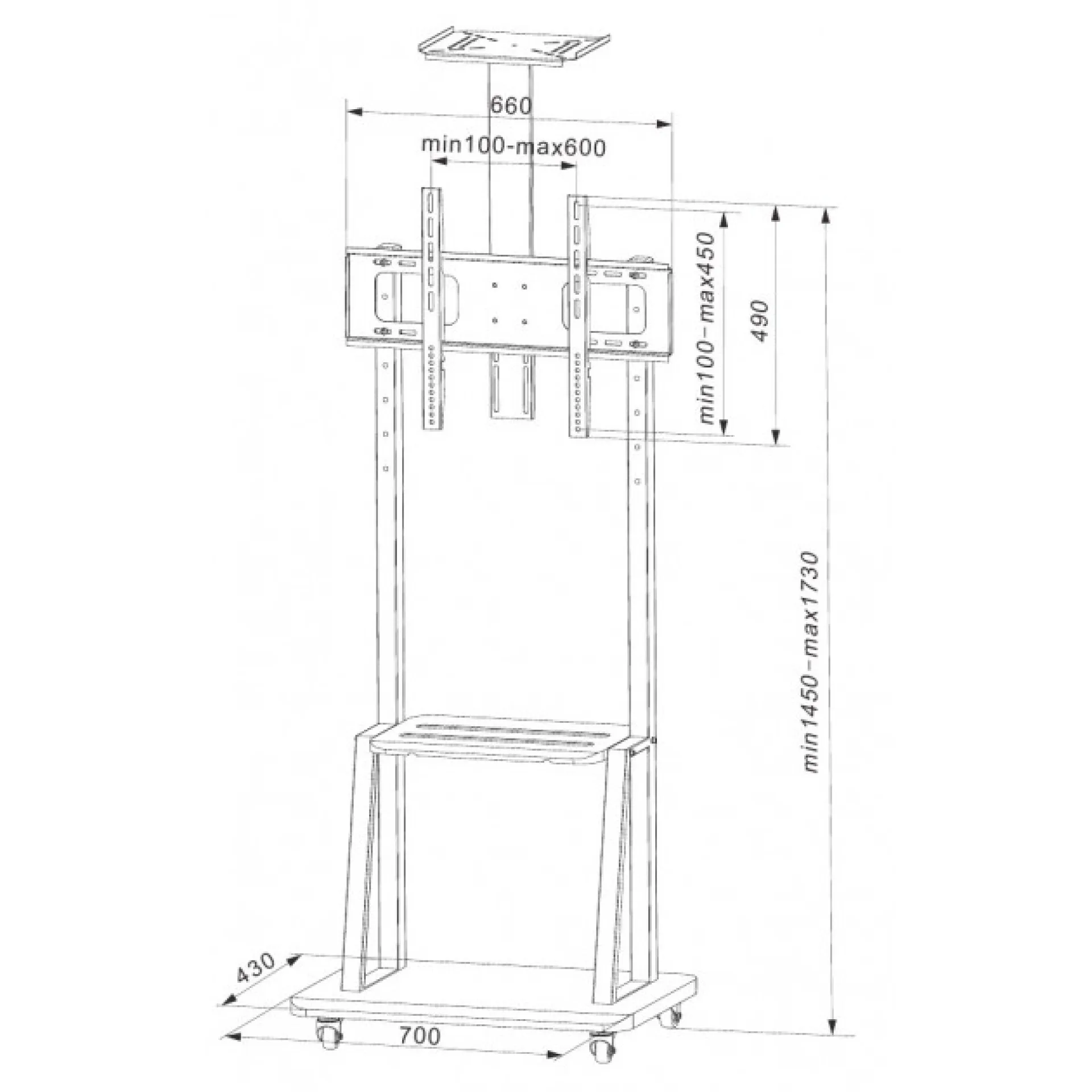 Boden-TV-Halter für 32''-70'' TV mit Ablage – Bild 6