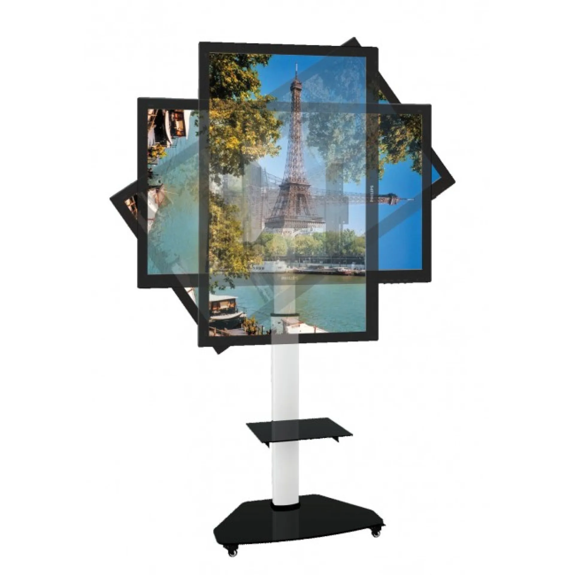 TV Trolley für LCD LED TV 37-70", weiß, mit Ablage – Bild 4