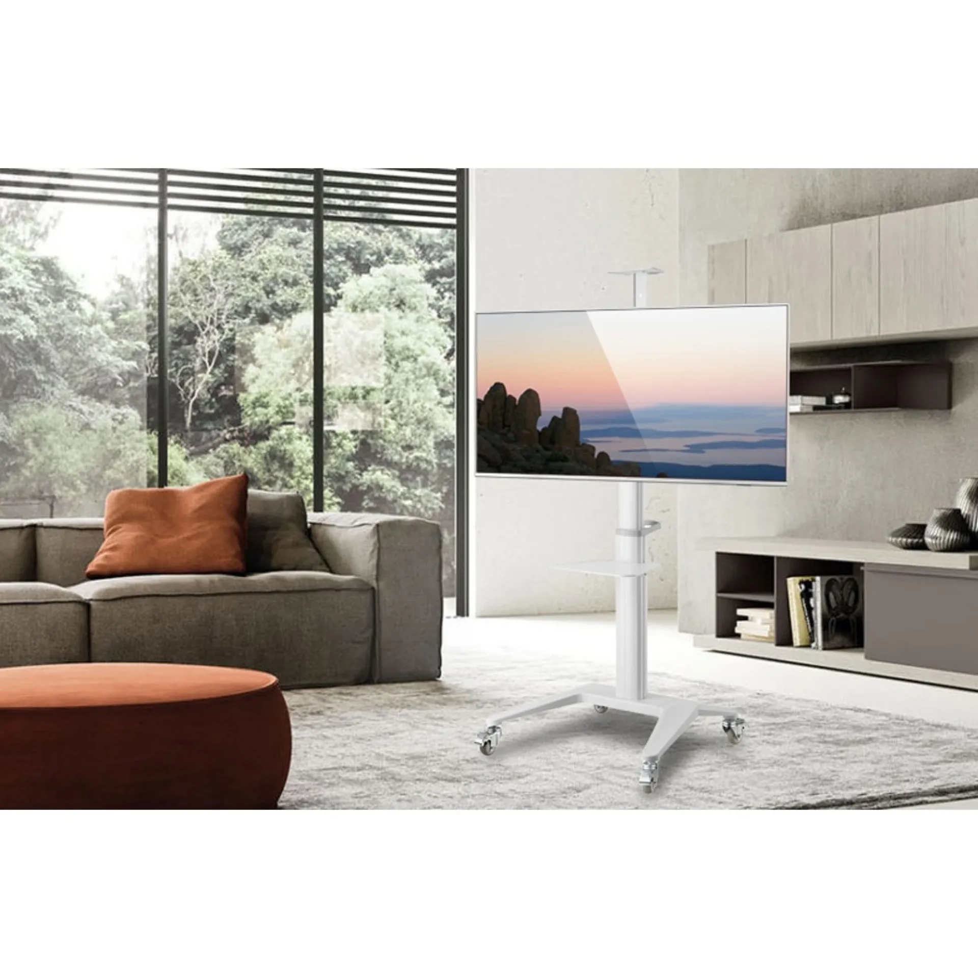 Ultra-moderner TV-Wagen aus Aluminium, weiß,für Fernseher von von 37" bis 70" – Bild 6