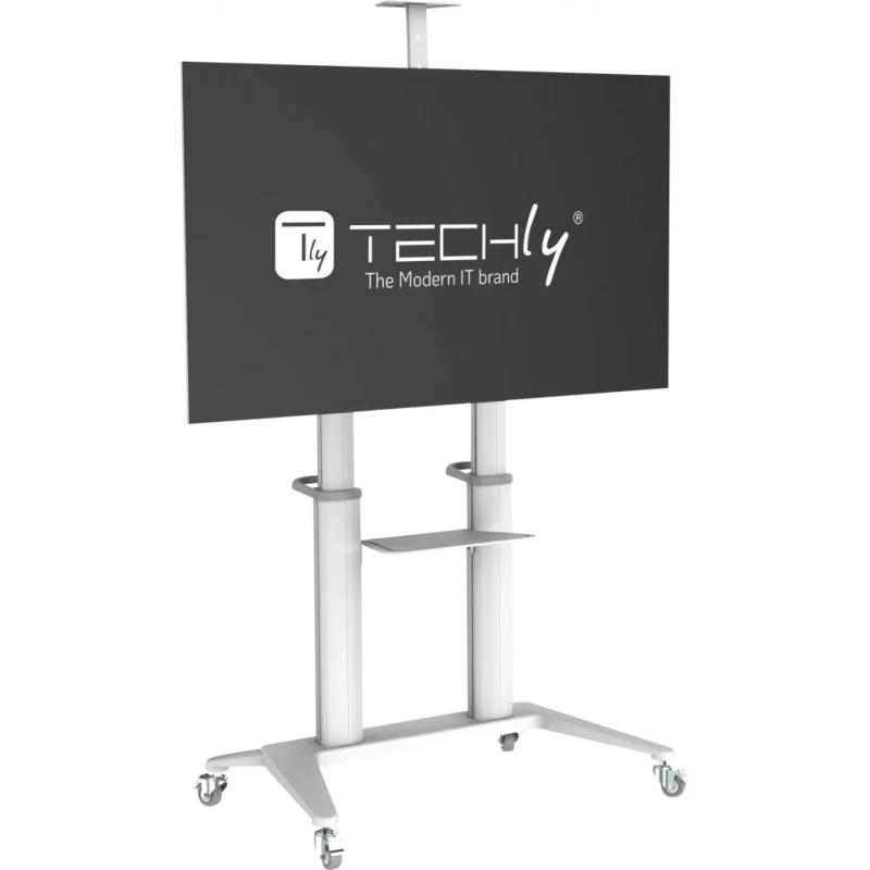 Ultra moderner TV-Wagen aus Aluminium, weiß, für Fernseher von 70″ bis 120″