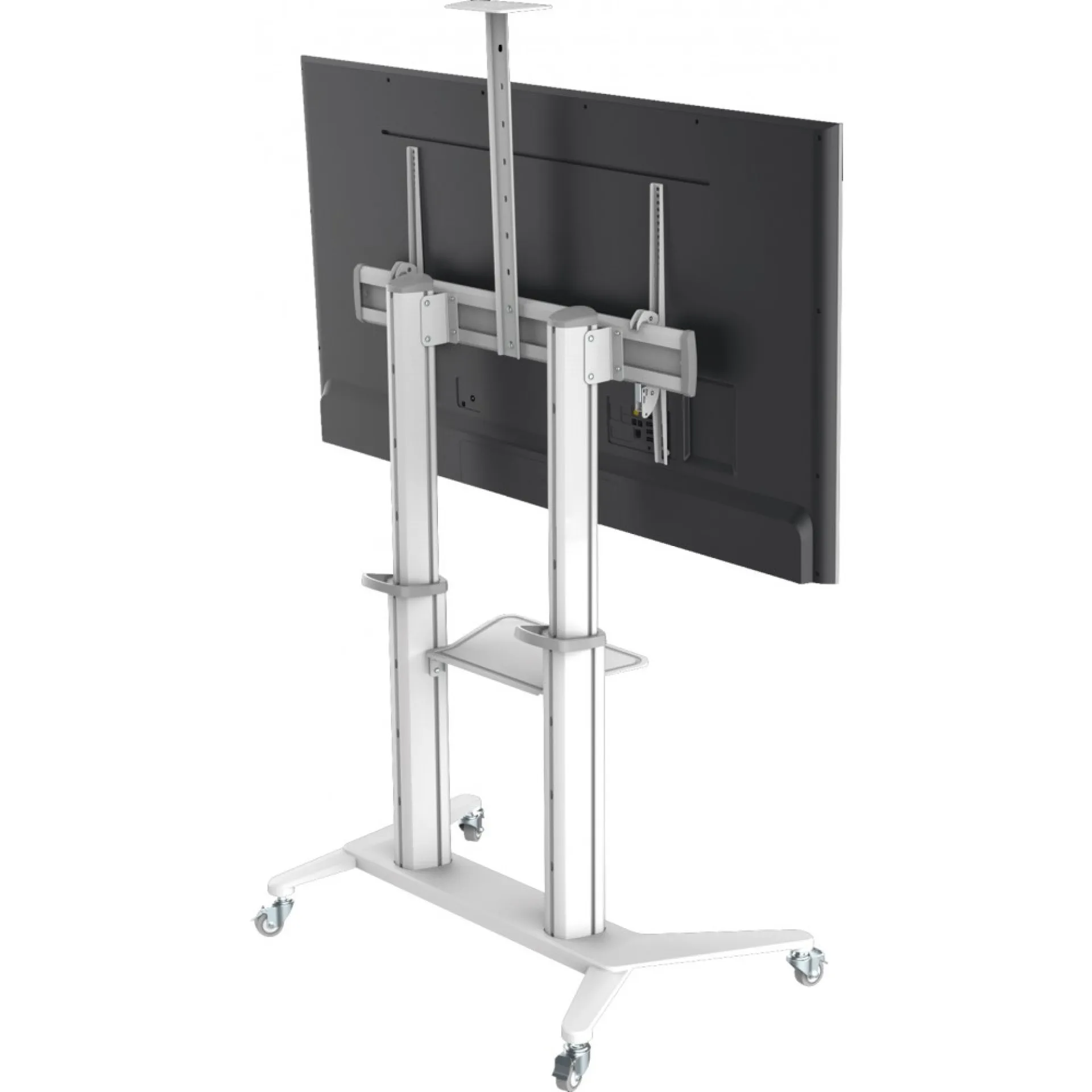 Ultra moderner TV-Wagen aus Aluminium, weiß, für Fernseher von 70" bis 120" – Bild 2