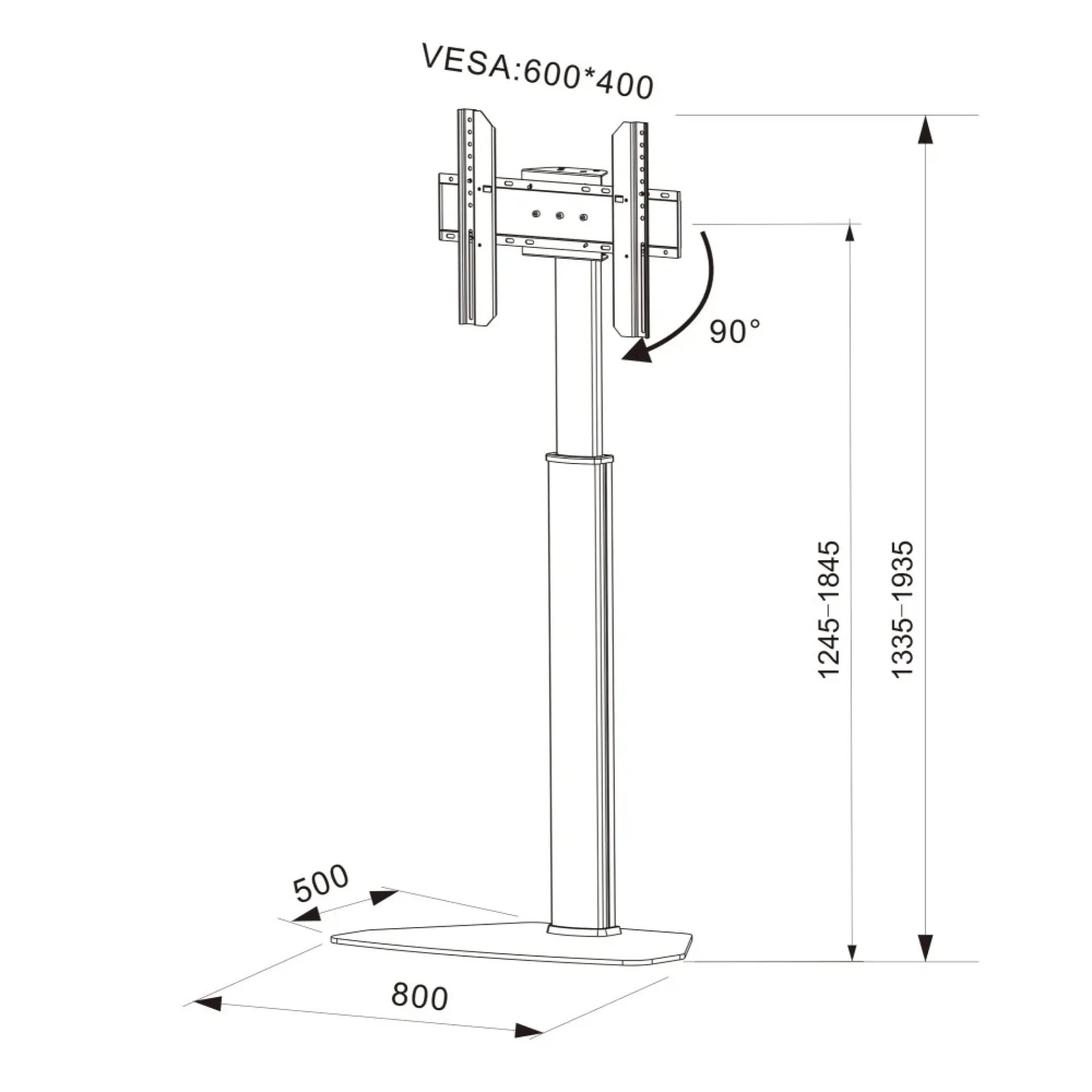 TV Standfuß für LCD/LED TV 32-65" Aluminium – Bild 2