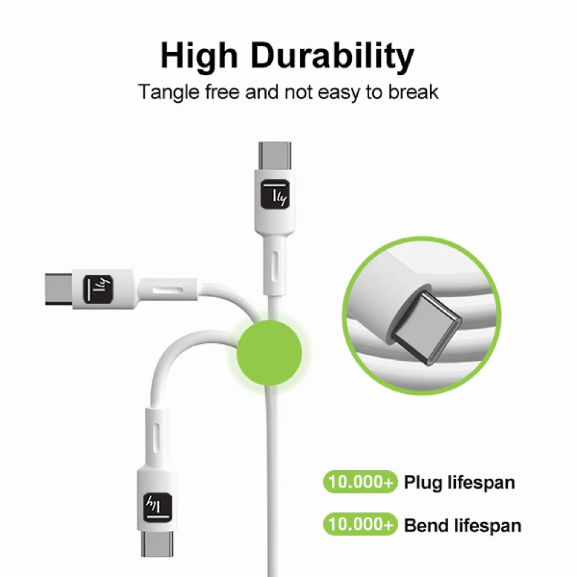 Techly USB-C Stecker 2.0 Kabel 1m weiß – Bild 3