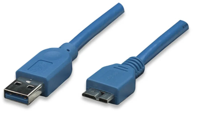 USB3.0 Anschlusskabel Stecker Typ A – Stecker Micro B, Blau 1 m