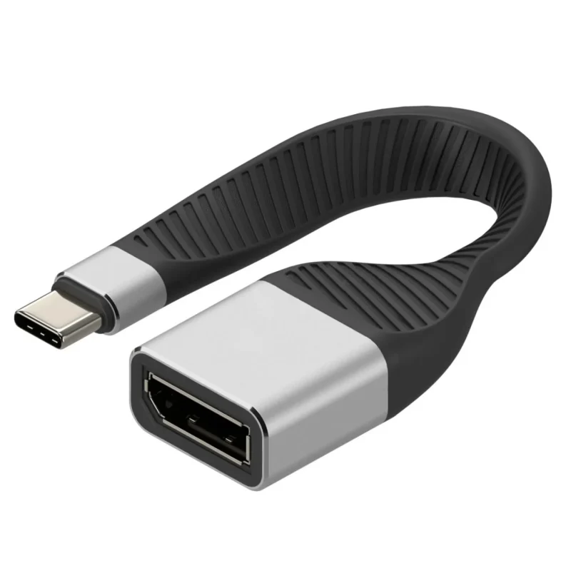 Techly USB-C Stecker zu Displayport Buchse kurz, flaches FPC Kabel