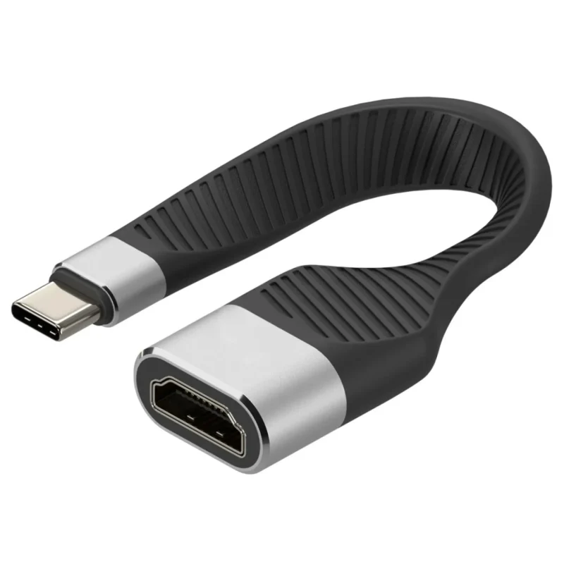 Techly USB-C Stecker auf HDMI-Buchse kurz, flaches FPC Kabel