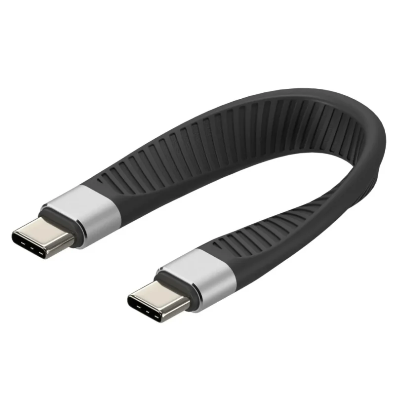 Techly USB-C Stecker auf USB-C Stecker kurz, flaches FPC Schnellladekabel