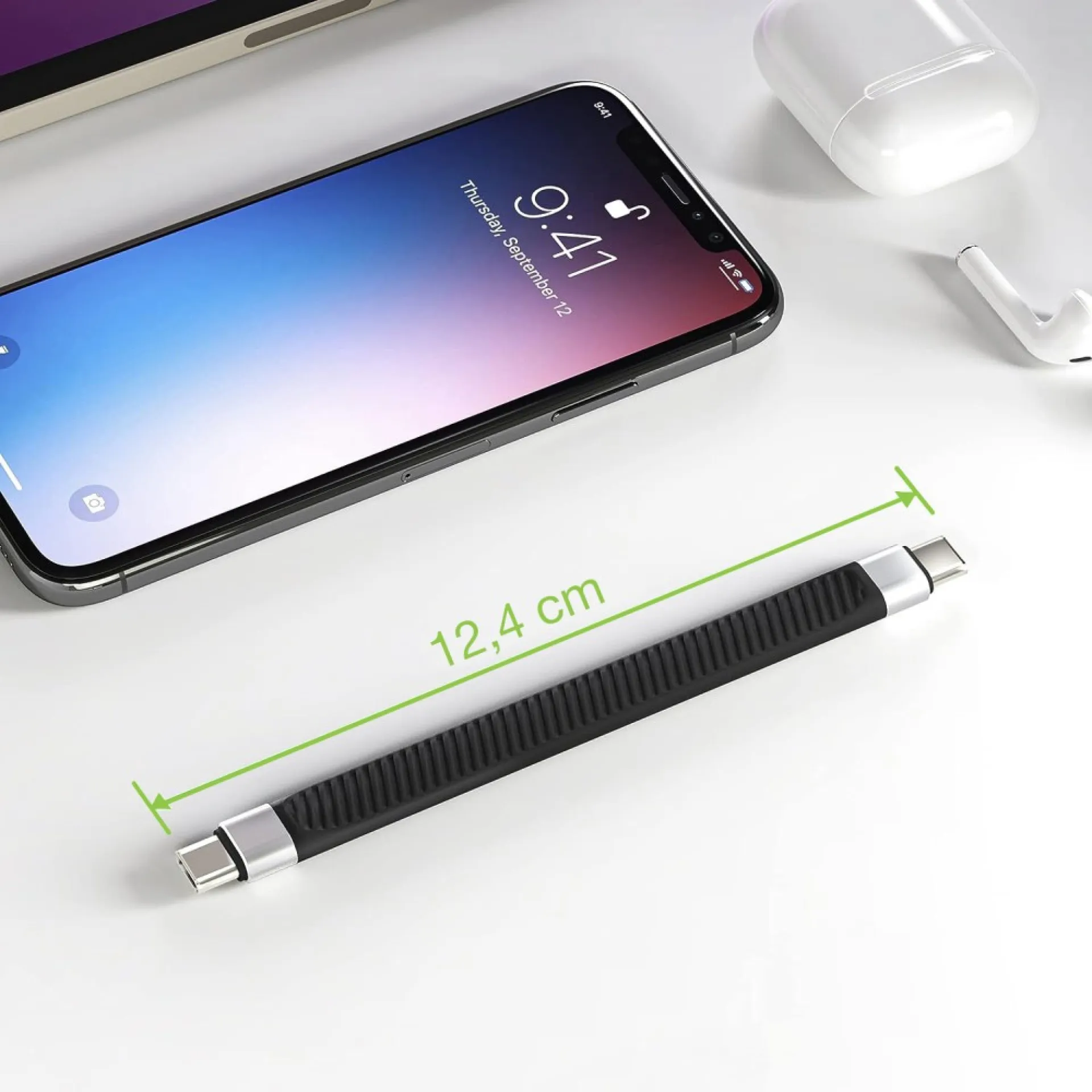Techly USB-C Stecker auf USB-C Stecker kurz, flaches FPC Schnellladekabel – Bild 2