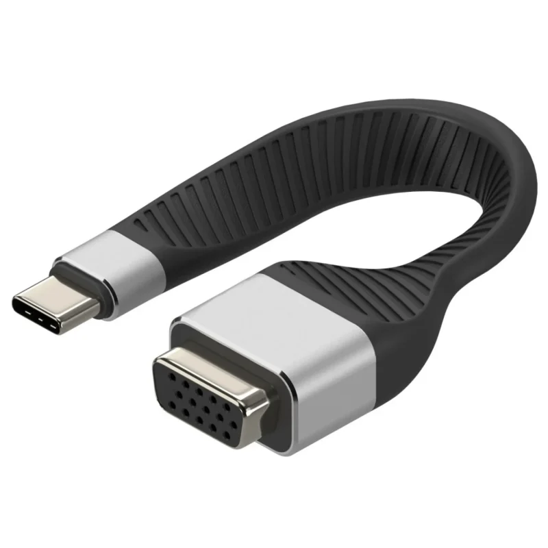 Techly USB-C Stecker auf VGA-Buchse kurz, flaches FPC Kabel