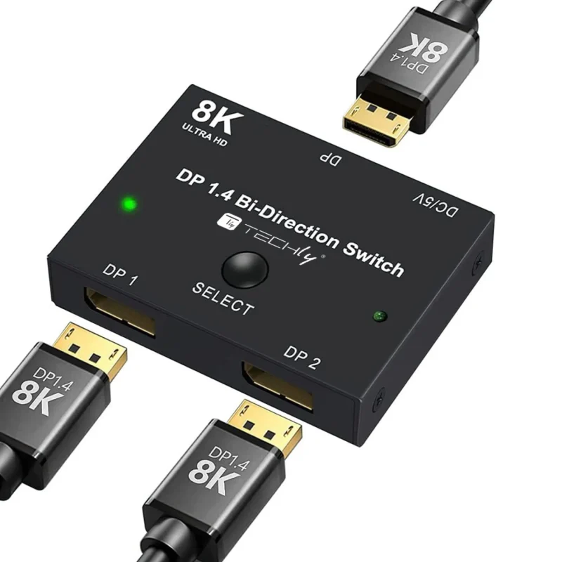 Techly Bidirektionaler Switch 8K DP1.4 Displayport Splitter