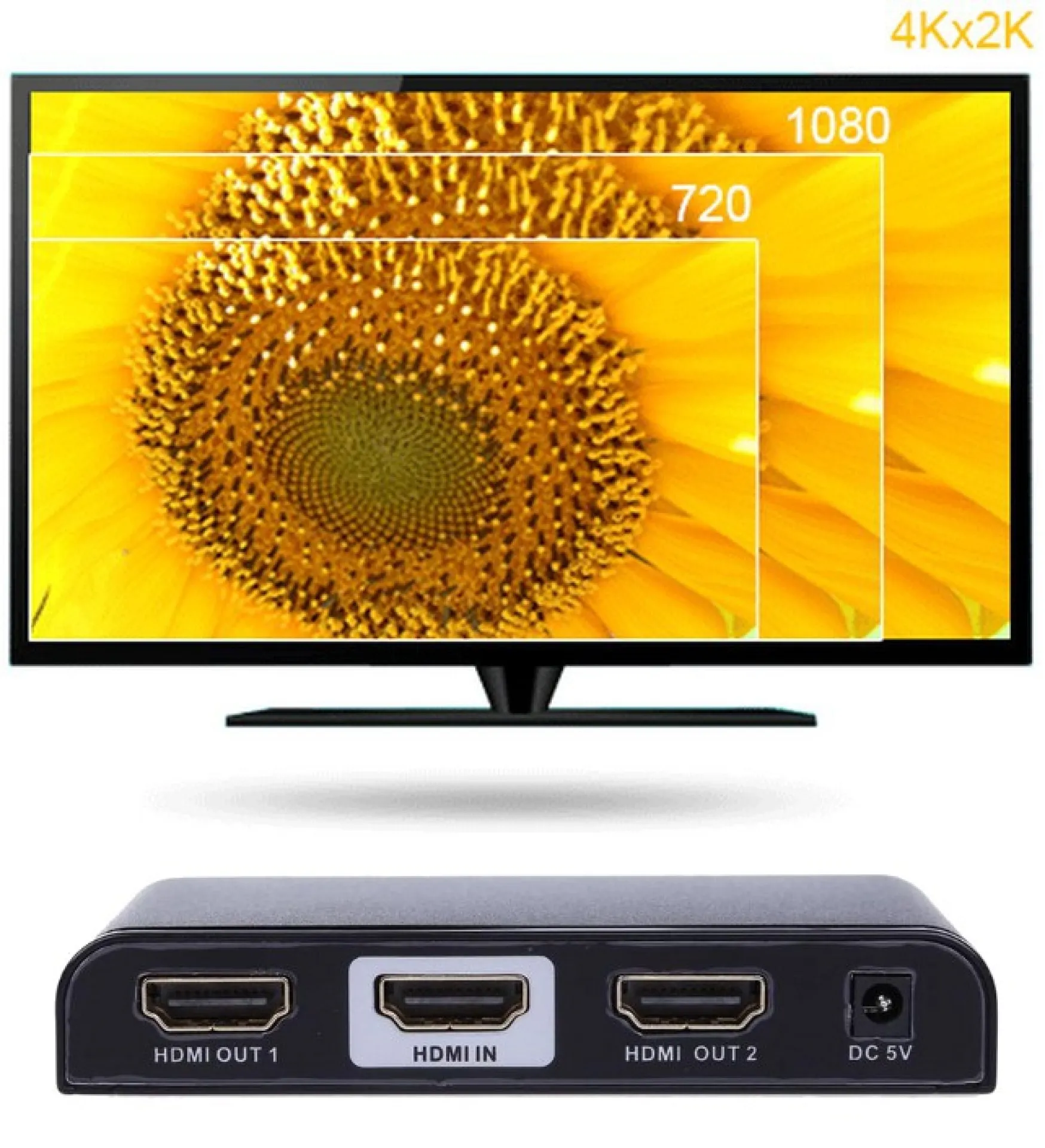 HDMI Splitter 4K, UHD, 3D, 2 Wege – Bild 5