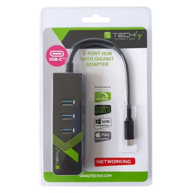 USB3.1 Typ-C Konverter auf 1x RJ45 Buchse & 3x USB3.0 A Buchse – Bild 2
