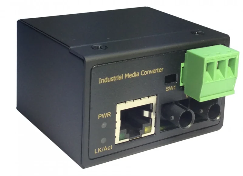 Industrieller RJ45-zu-ST-Fast-Ethernet-Konverter Multimode-Glasfaser 1310 nm 2 km -40°C bis 75 °C