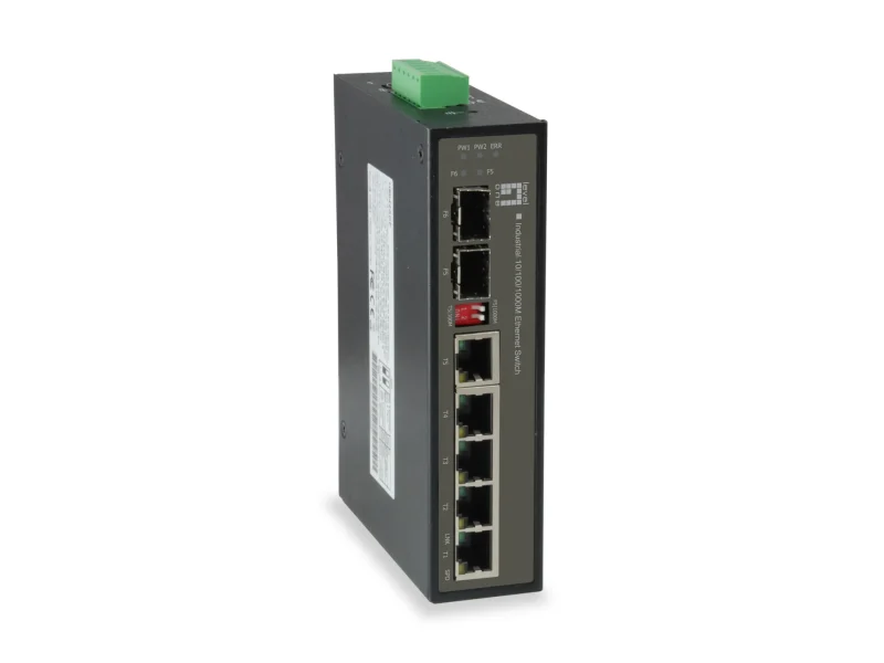 6-Port Gigabit Industrial Switch 1xSFP 1xSFP/RJ45 Combo -40°C – 75°C DIN-S