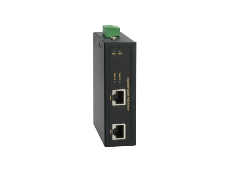 Industrieller Gigabit PoE-Hutschienen Injektor 802.3at, PoE+ 36 W, 12–56 V DC