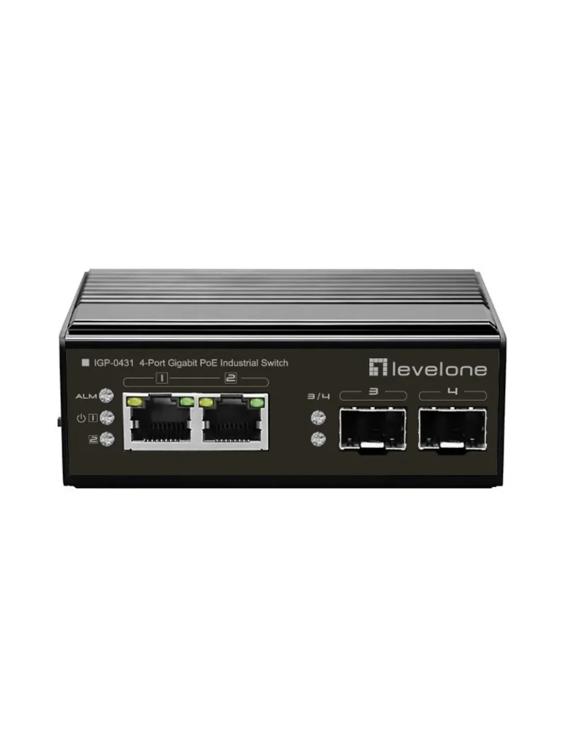 4-Port-Gigabit-PoE-Industrie-Switch Hutschiene, -40 °C bis 75 °C