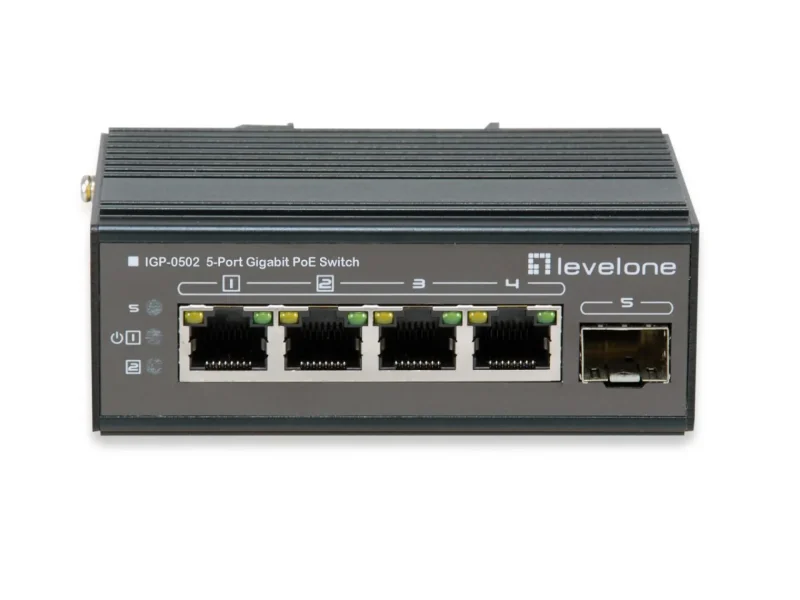 5-Port-Gigabit-Industrie-Switch c802.3at/af PoE Hutschiene -40 °C bis 75 °C