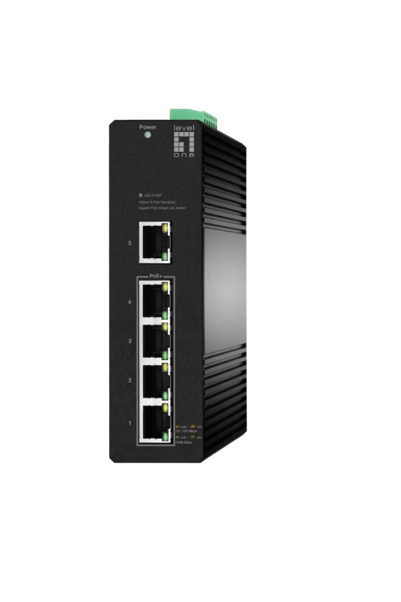Hilbert 5-Port Industrie Gigabit PoE smart Lite Switch 4 PoE Outputs 802.3at/af PoE