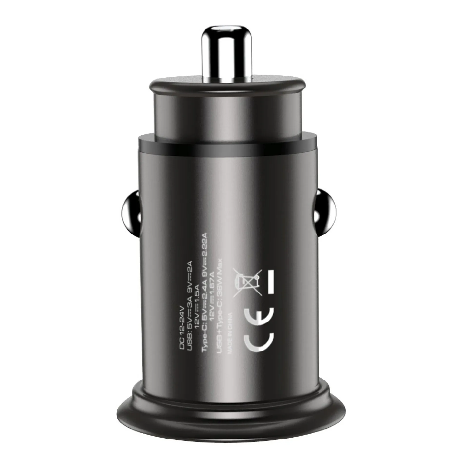 Techly Autoladegerät USB-A und USB-C Fast Charger 3.0 38W Metallgehäuse – Bild 2