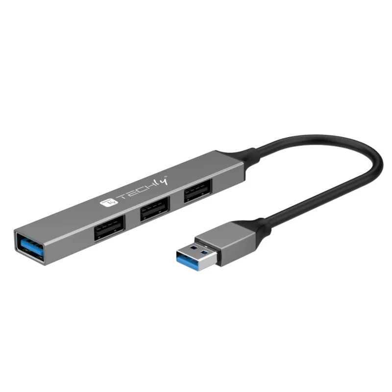 USB-A 3.2 Hub mit 4 schlanken USB-A-Ports aus Metall