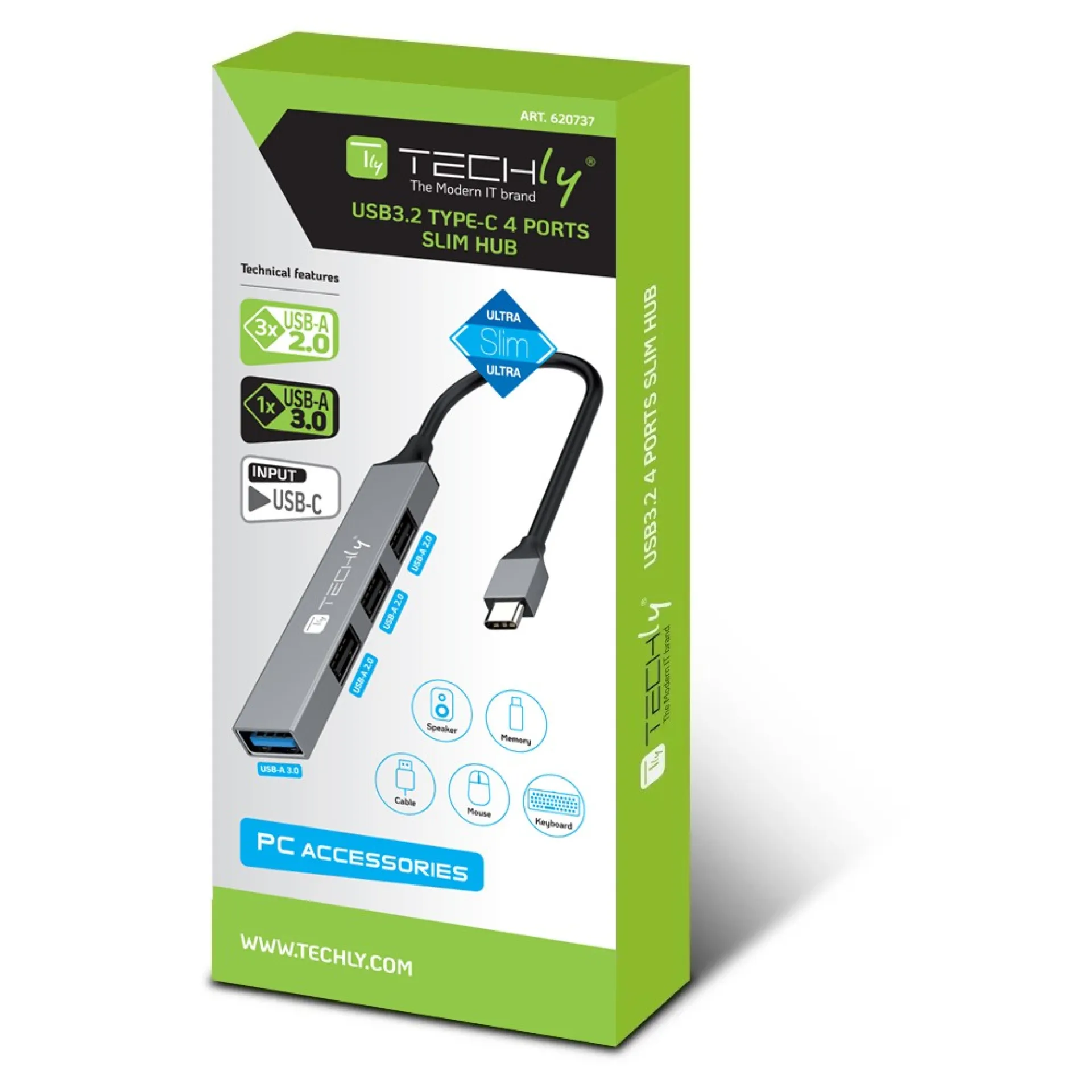 USB-C 3.2 Hub mit 4 schlanken USB-A-Ports aus Metall – Bild 2