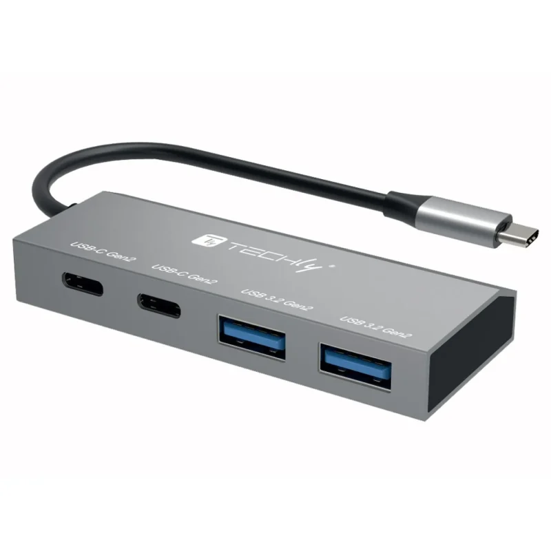 USB 3.2 Hub mit 2 USB-A-Ports und 2 USB-C™-Ports aus Metall