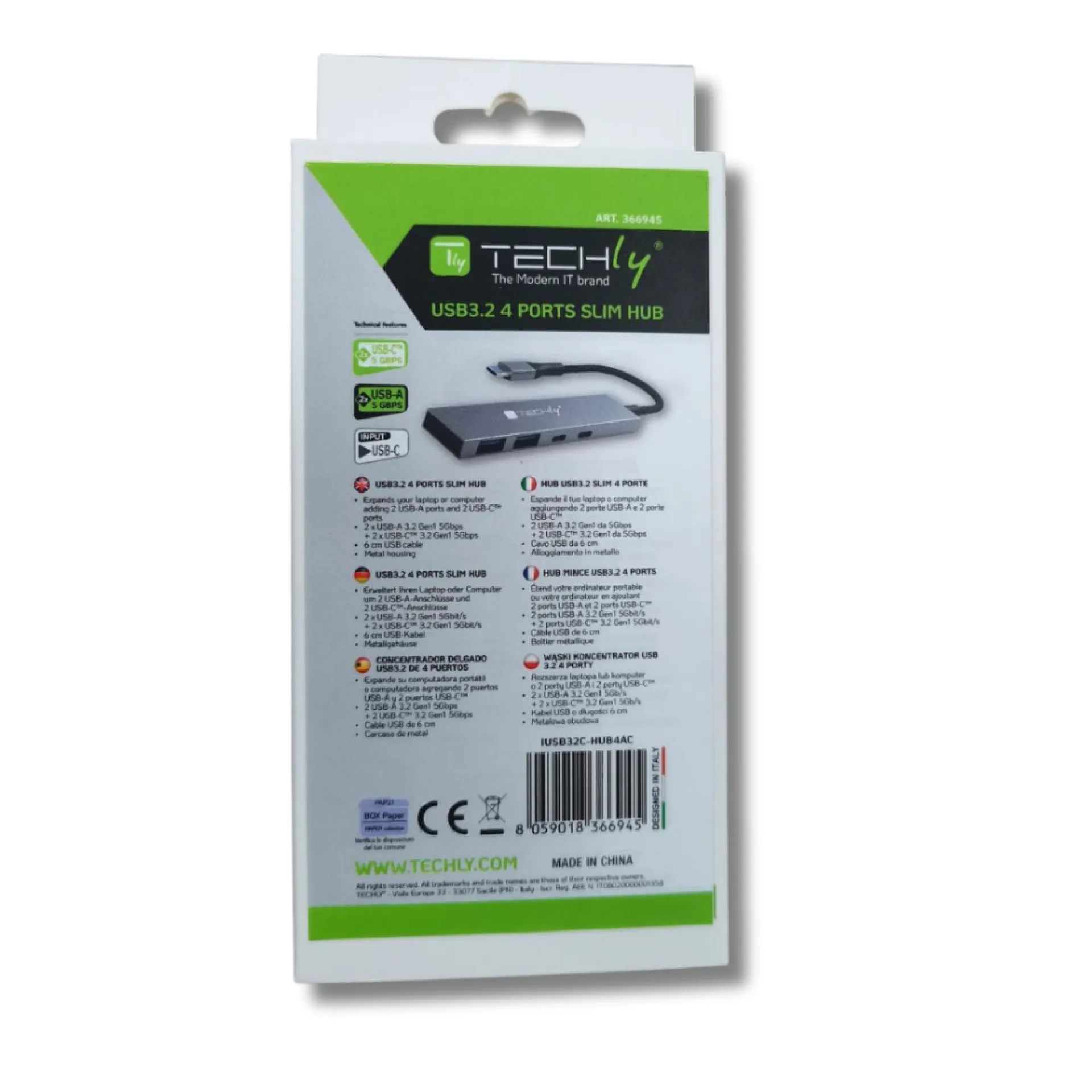 Techly USB3.2 Slim Hub 2x USB-A und 2x USB-C – Bild 2