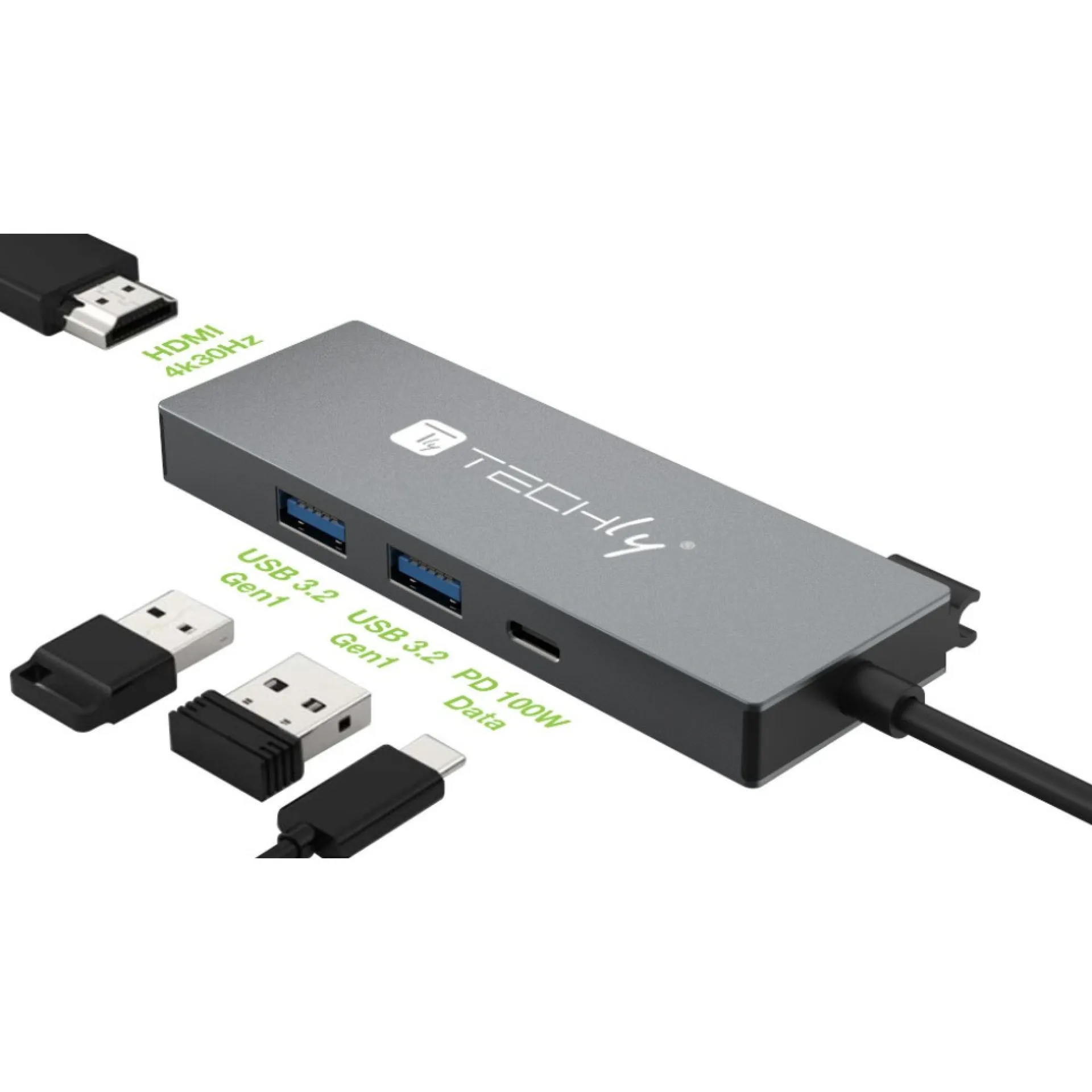 Techly USB3.2 Type-C Docking Station 2x USB-A, 1x USB-C, 1x HDMI – Bild 2