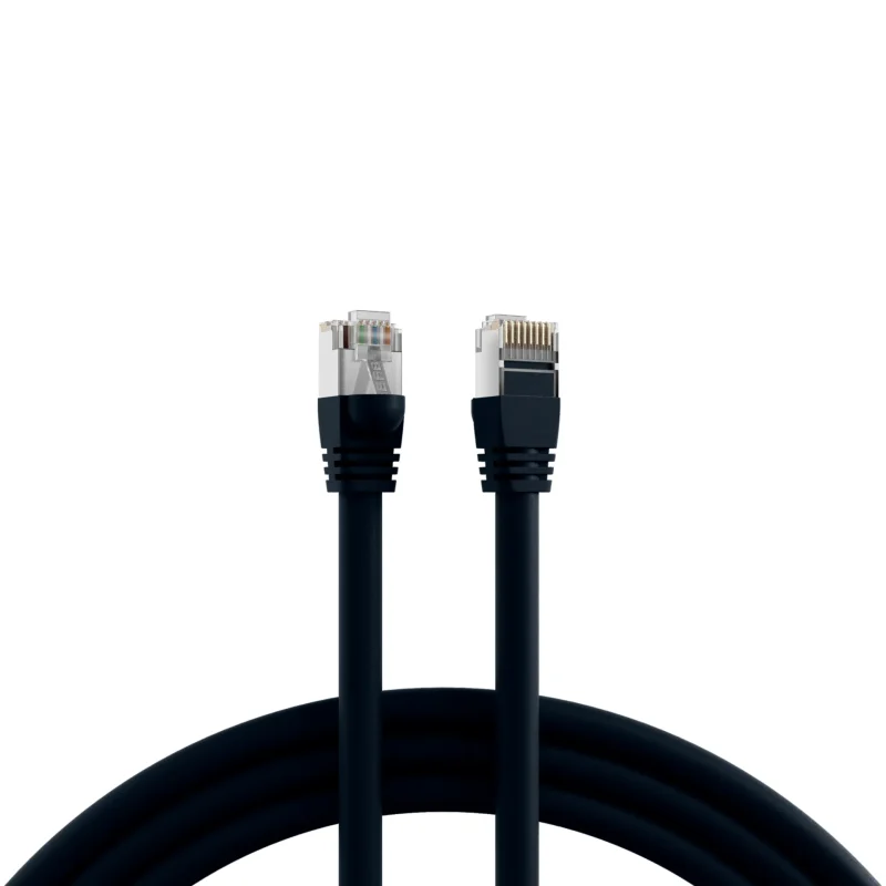 RJ45 Patchkabel S/FTP, Cat.6, PVC, kurze Tülle, UL, ab 1m, schwarz