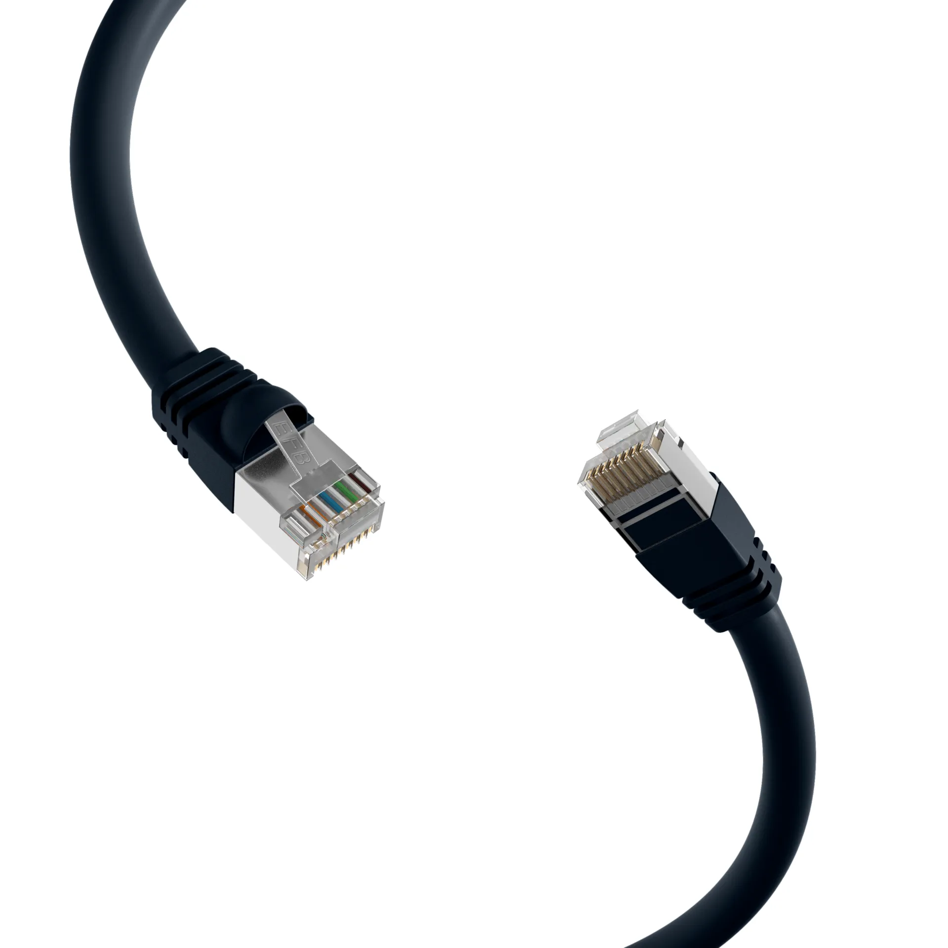 RJ45 Patchkabel S/FTP, Cat.6, PVC, kurze Tülle, UL, 6m, schwarz – Bild 2