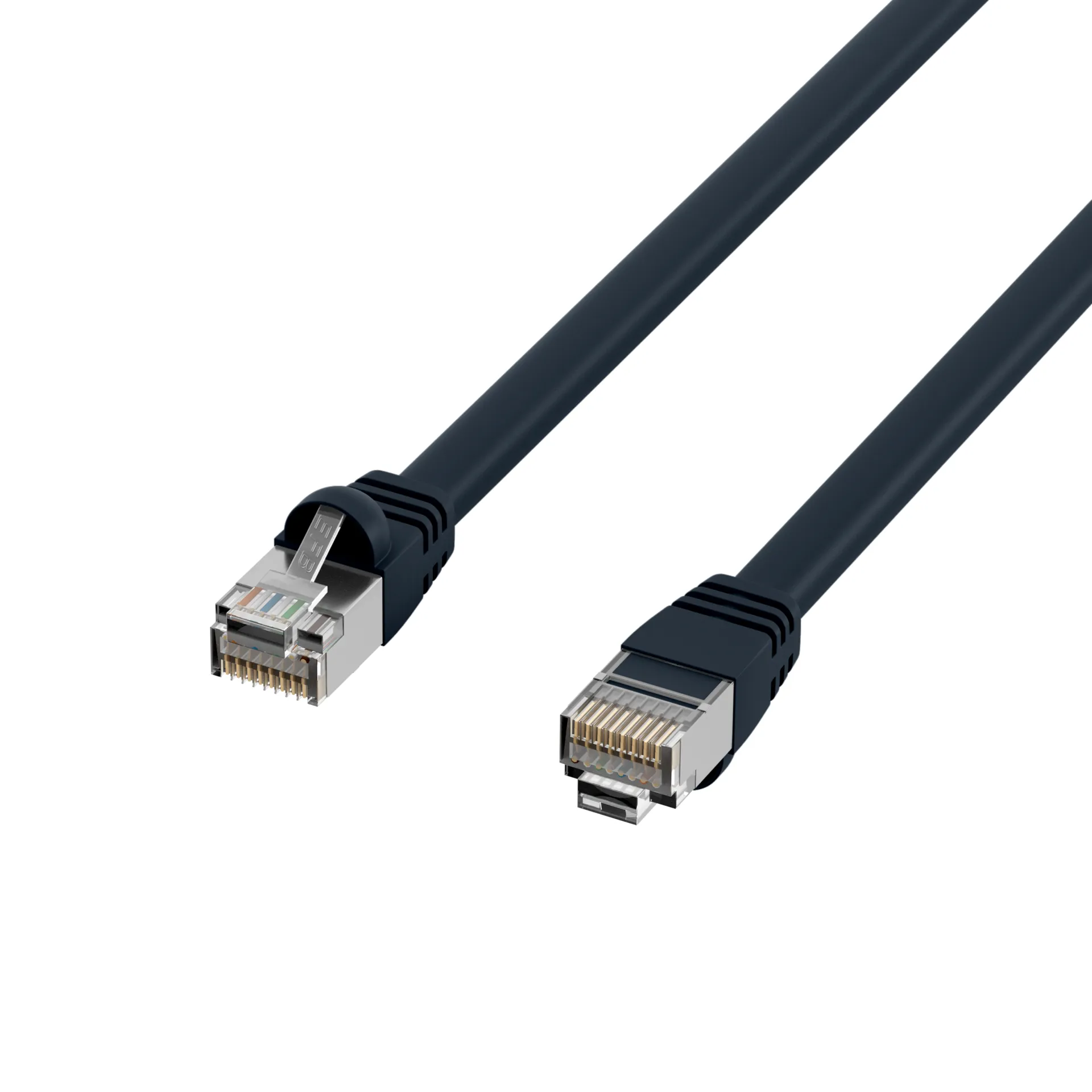RJ45 Patchkabel S/FTP, Cat.6, PVC, kurze Tülle, UL, 6m, schwarz – Bild 3