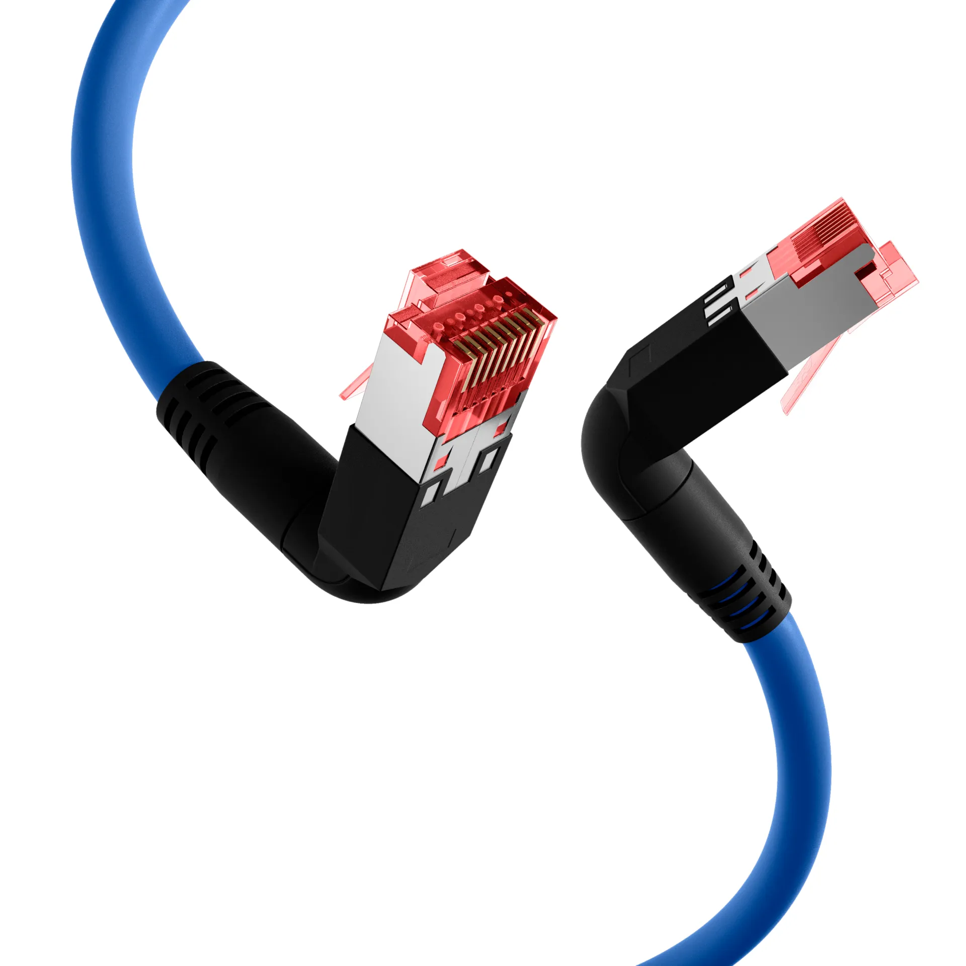 RJ45 Patchkabel Cat.6A S/FTP LSZH Draka UC900 TM21 2x90° blau 3m – Bild 2