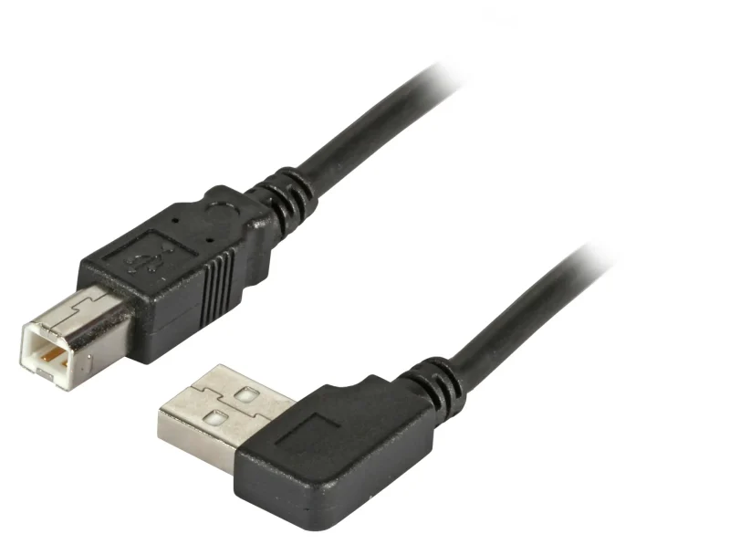 USB2.0 Anschlusskabel A (gewinkelt) – B, St.-St., 0,5m, schwarz, Classic