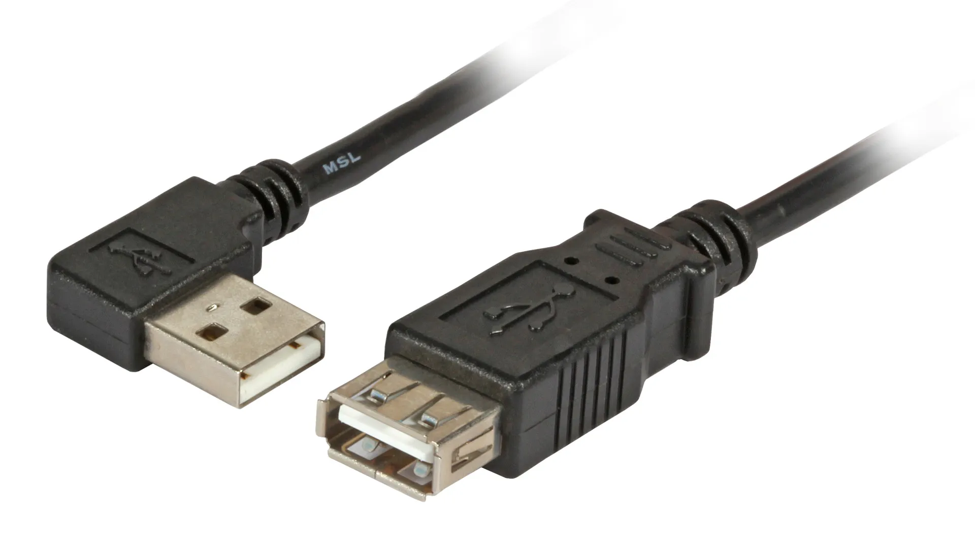 USB2.0 Verlängerungskabel A (gewinkelt) - A St.-Bu., 1,0m, schwarz, Classic – Bild 2