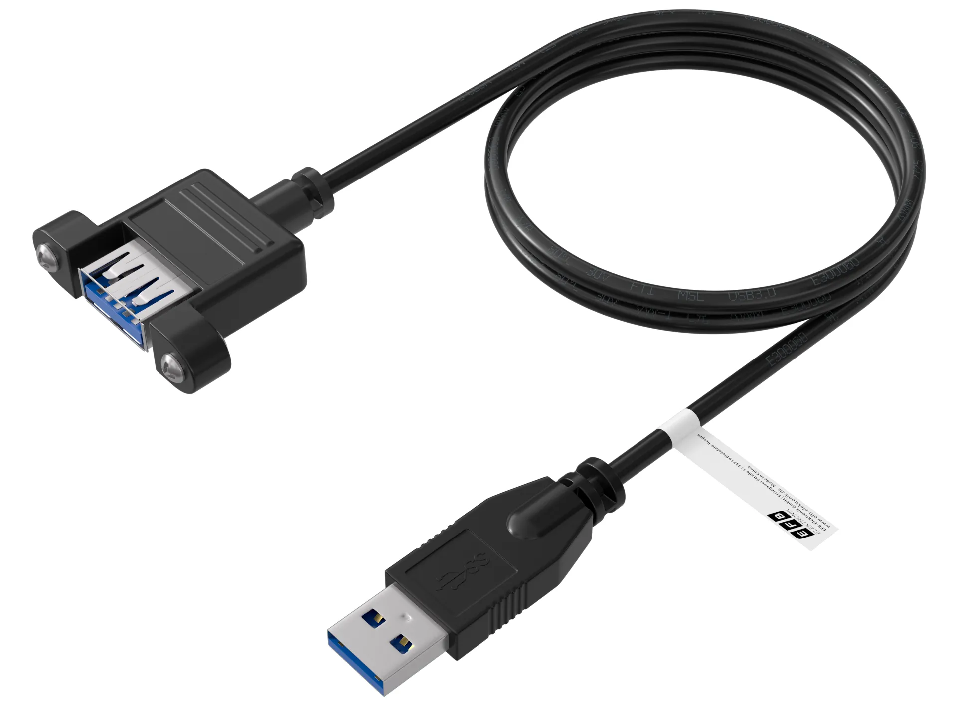 USB3.0 Verlängerungskabel A-A,St.-Einbaubuchse 0,5m schwarz
