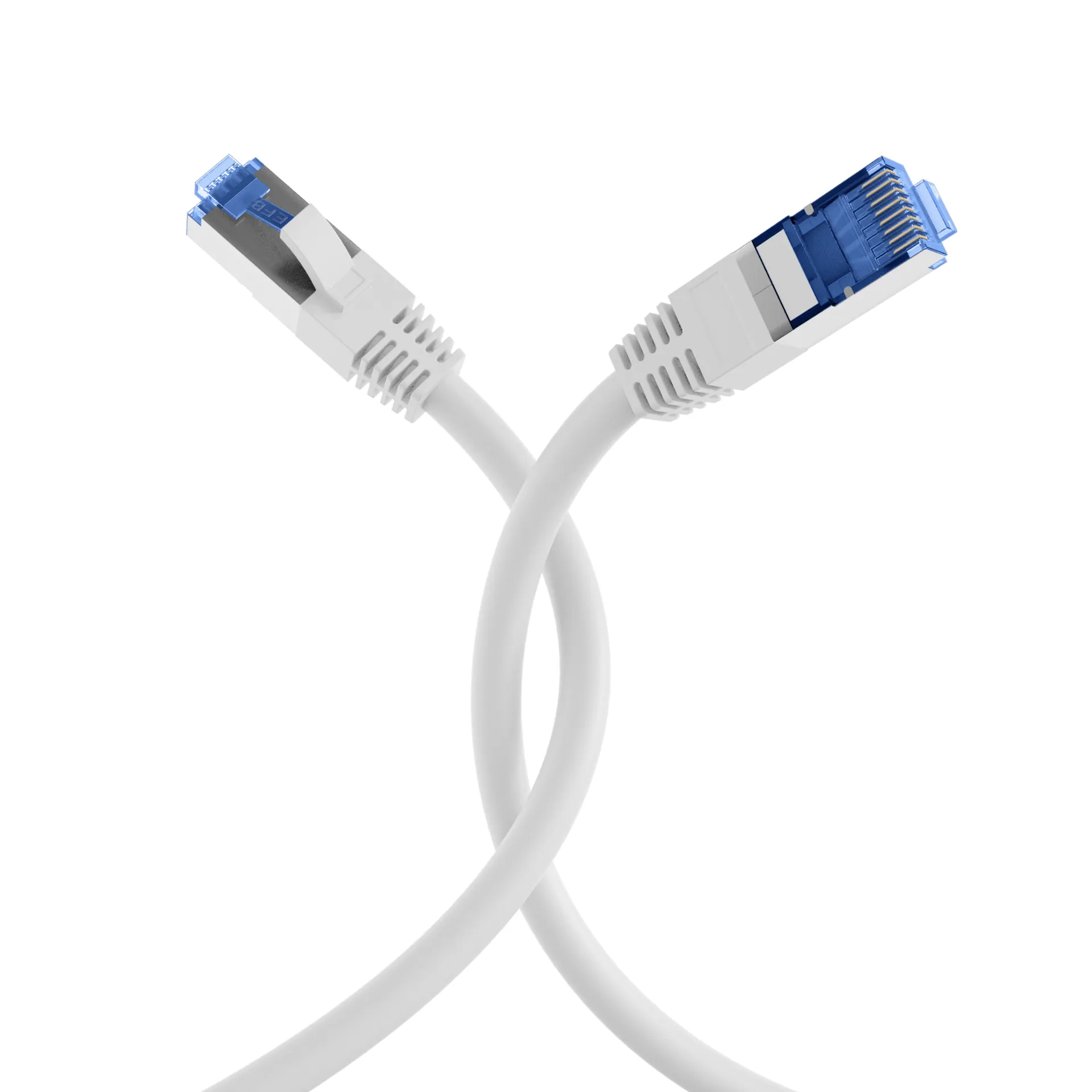 RJ45 Patchkabel Cat.6A S/FTP TPE Cat.7 Rohkabel superflex weiß 0,15m – Bild 4